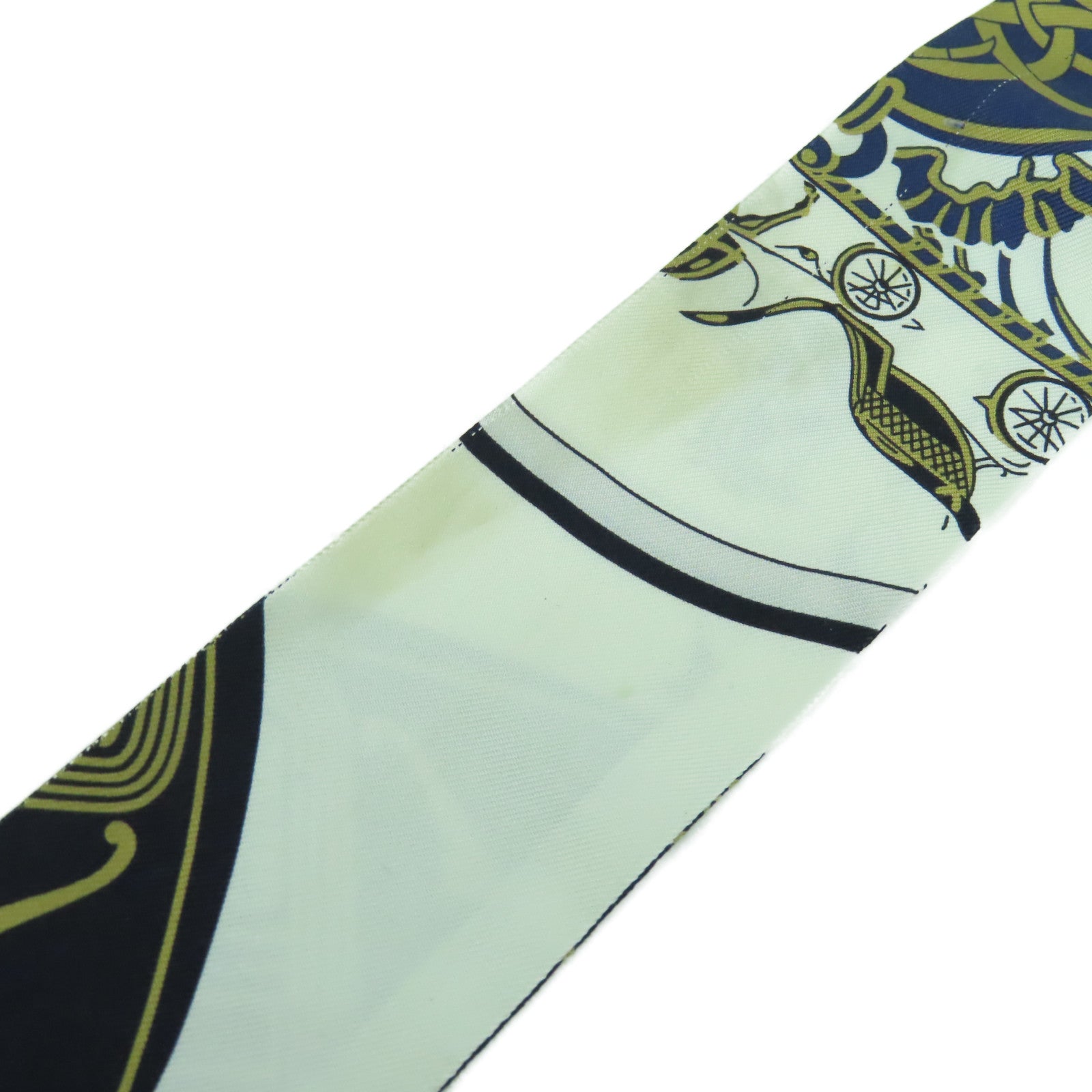 HERMES 絲質Twilly Scarf絲巾白色/藍色