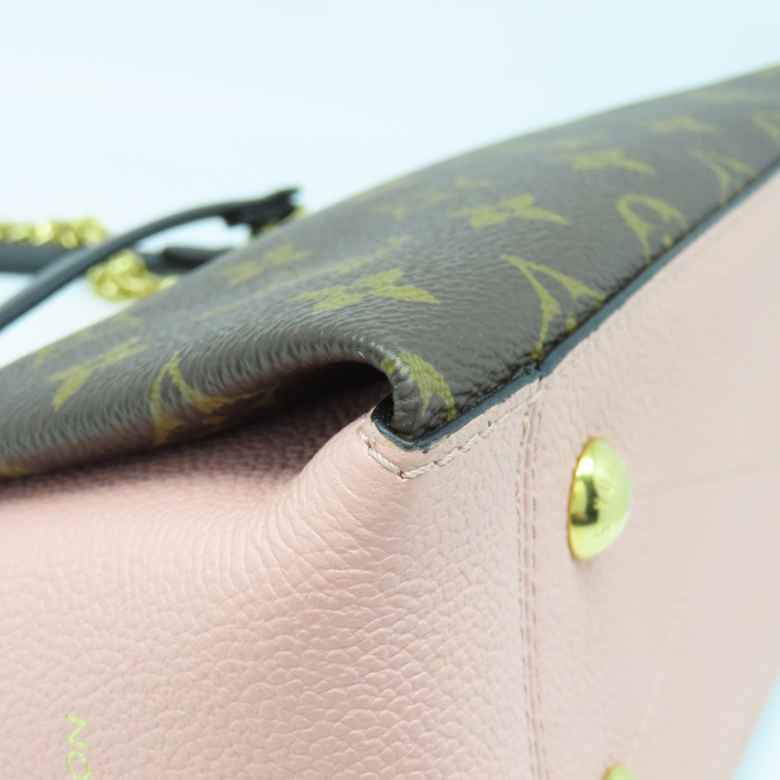 LOUIS VUITTON Monogram Surene BB Chain Shoulder Bag金扣链带肩背袋棕色/粉红色