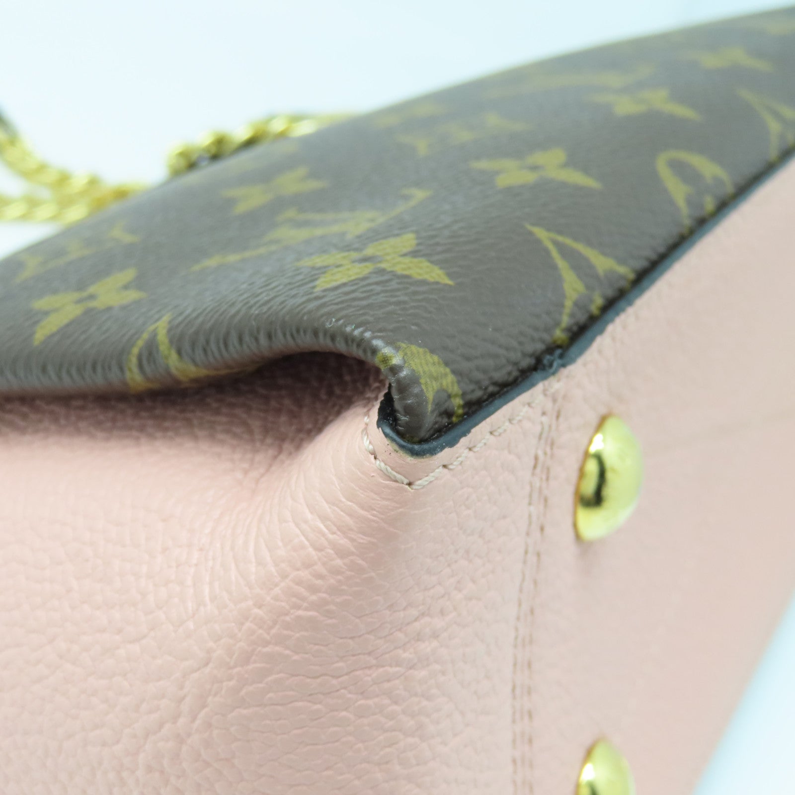 LOUIS VUITTON Monogram Surene BB Chain Shoulder Bag金扣链带肩背袋棕色/粉红色