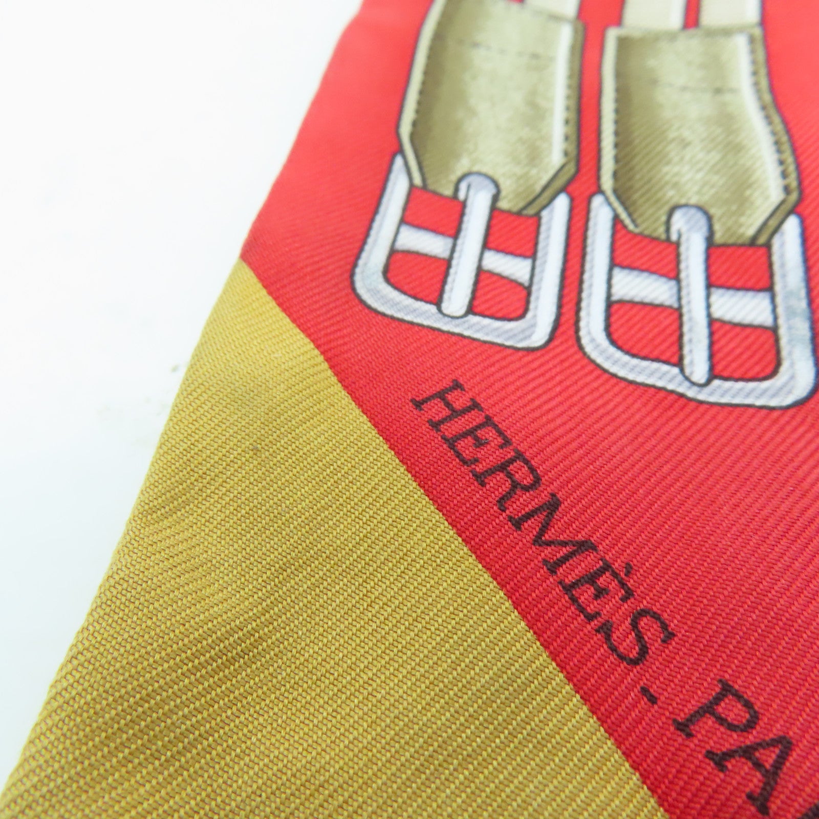 HERMES [Sharp Discount] Silk Twilly Scarf Red/Beige
