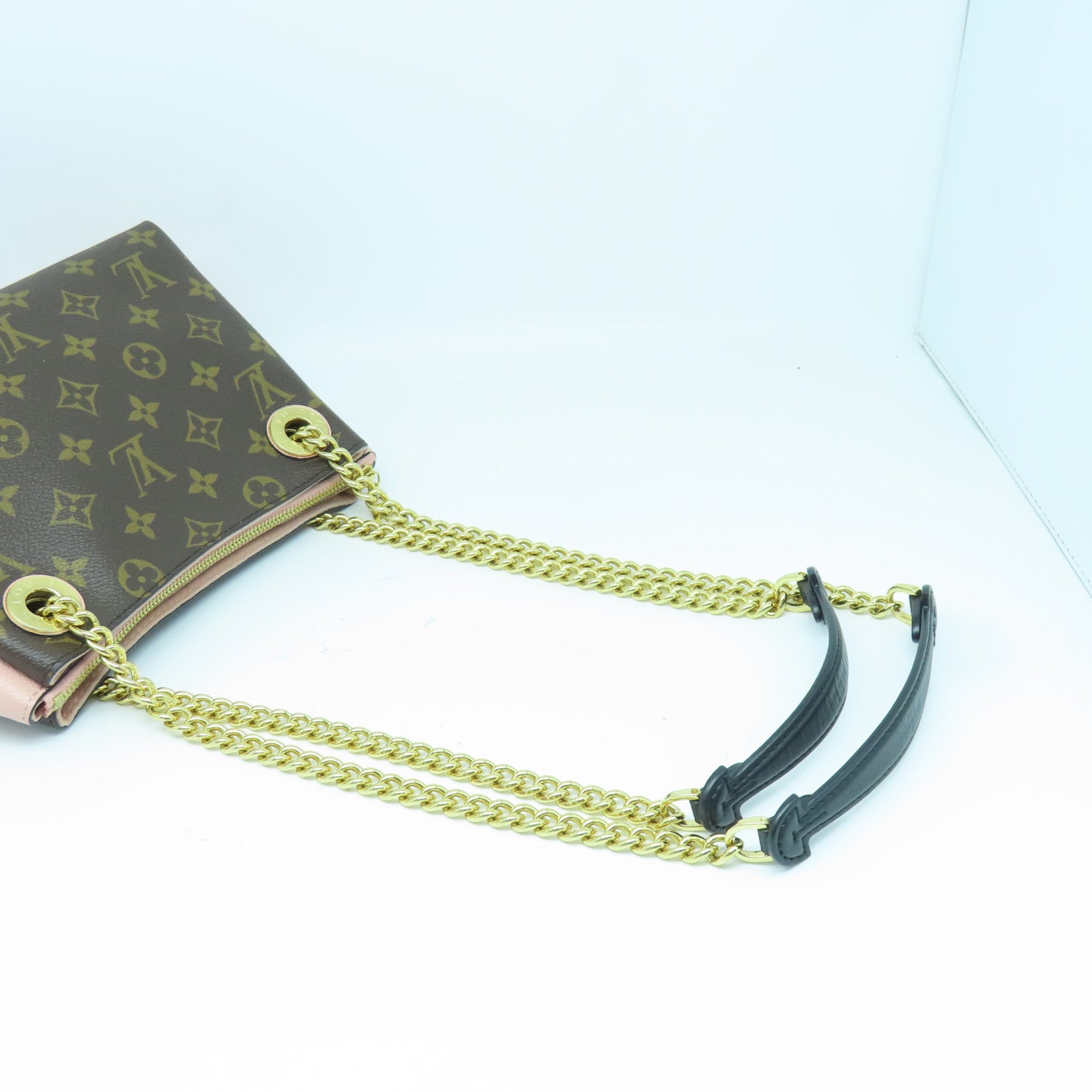 LOUIS VUITTON Monogram Surene BB Chain Shoulder Bag金扣链带肩背袋棕色/粉红色