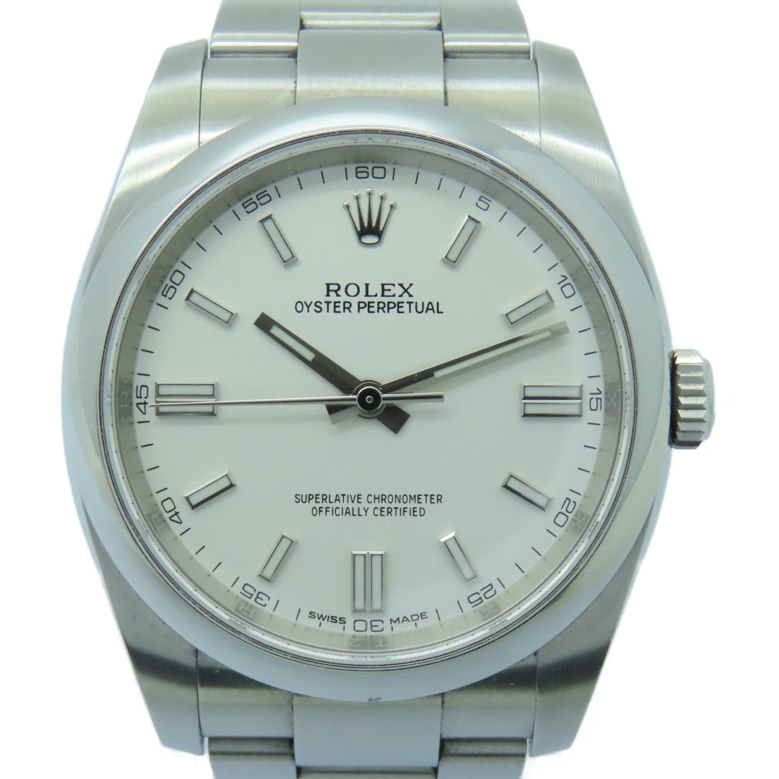 ROLEX Oyster Perpetual不鏽鋼手錶自動機芯白色