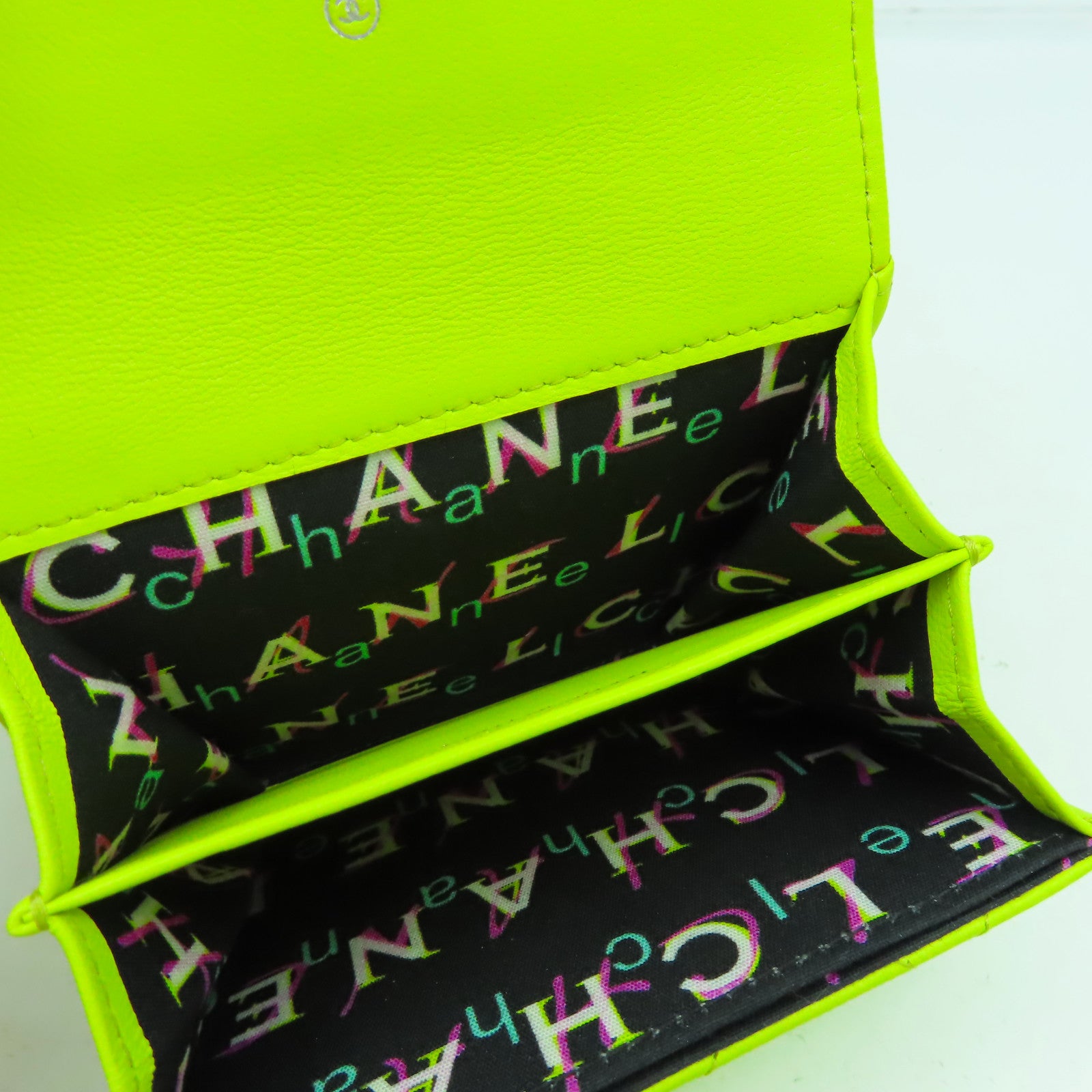 CHANEL 菱格羊皮皮革Coin Case銀扣零錢包黃色