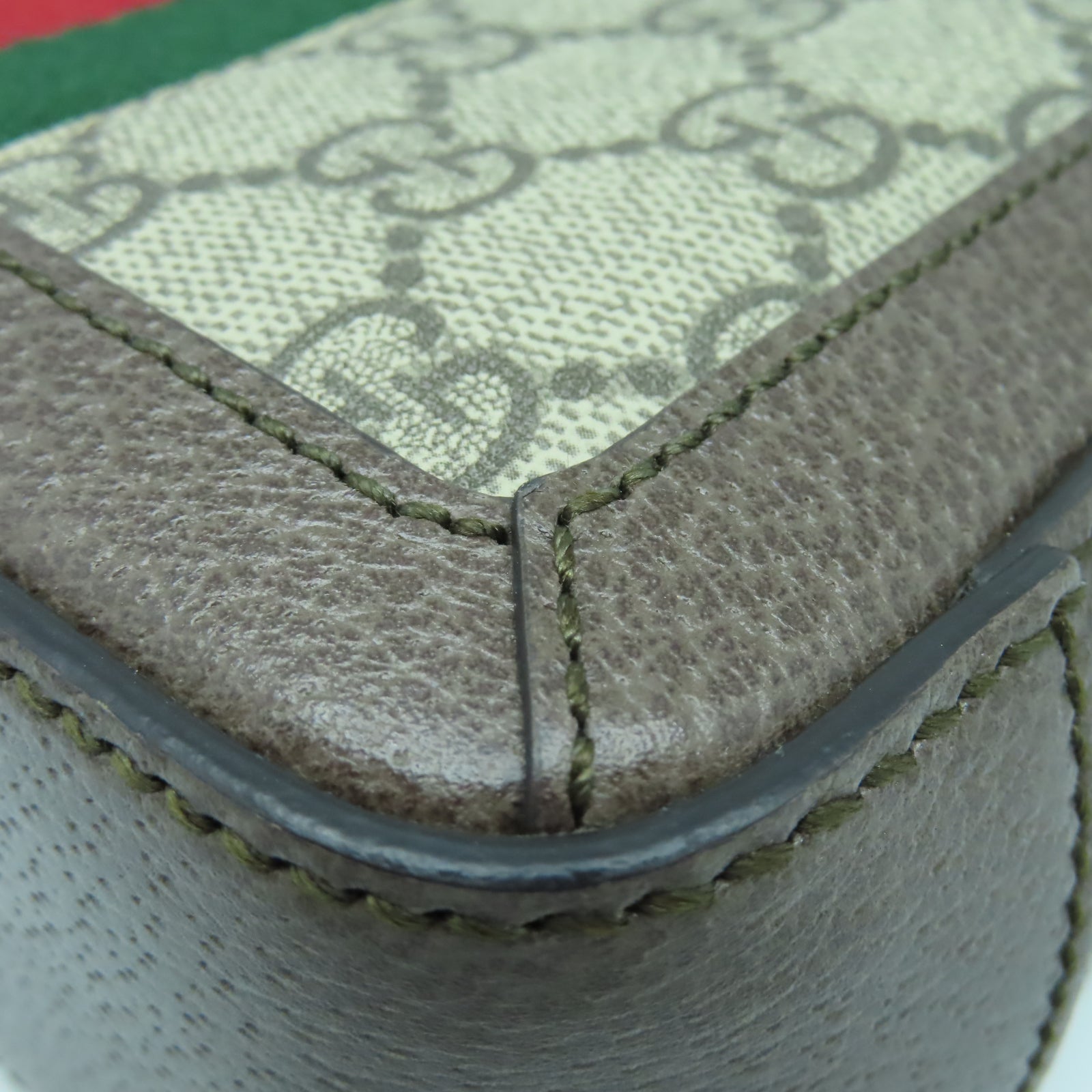 GUCCI 帆布/牛皮皮革Ophidia GG Mini金扣鏈帶肩背袋棕色