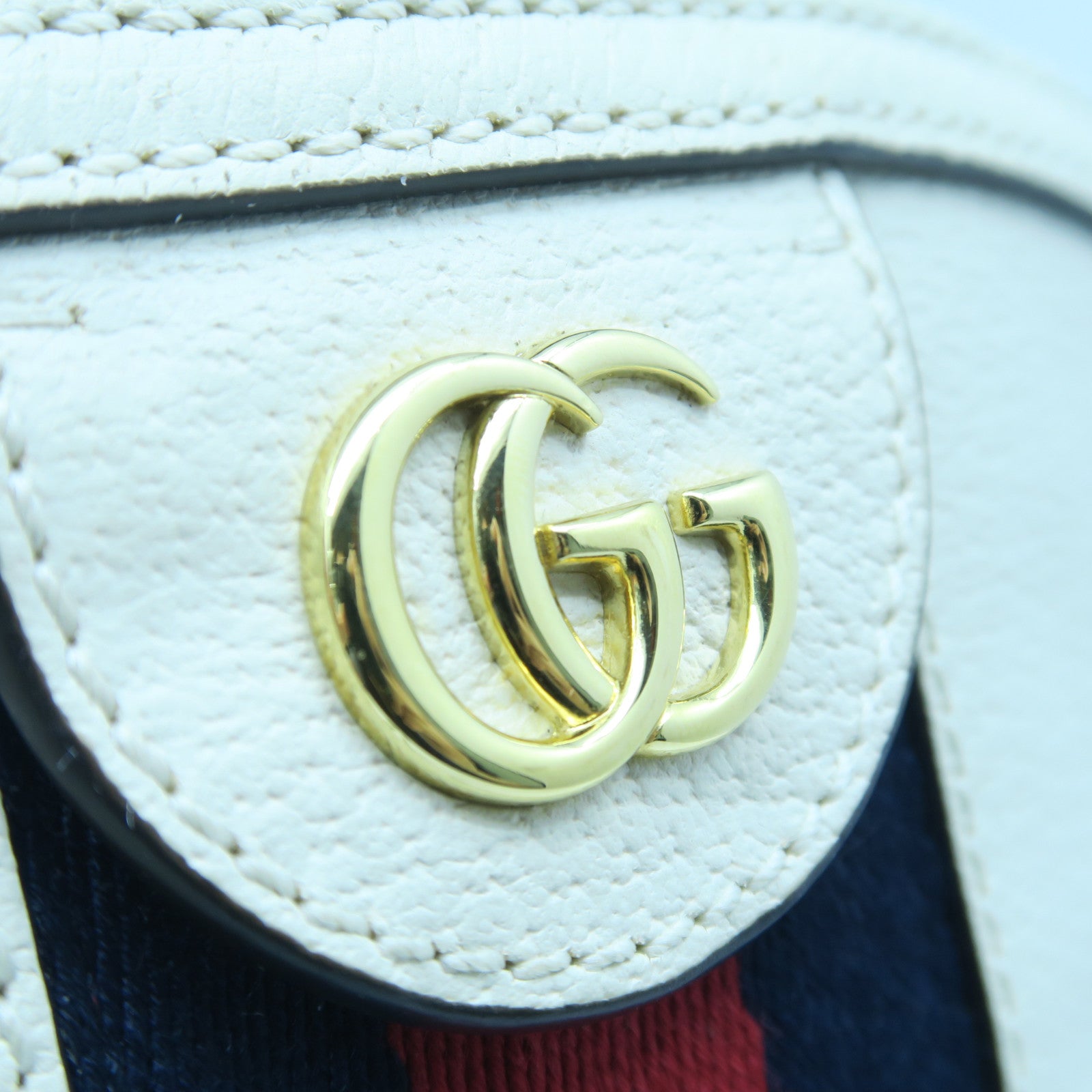 GUCCI 牛皮皮革Ophidia金扣肩背袋白色