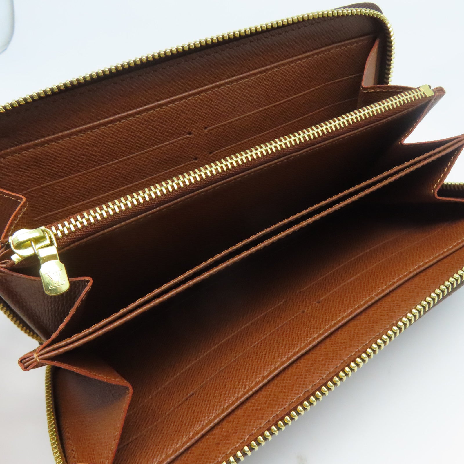 LOUIS VUITTON Monogram Zipper Long Wallet金扣長錢包啡色