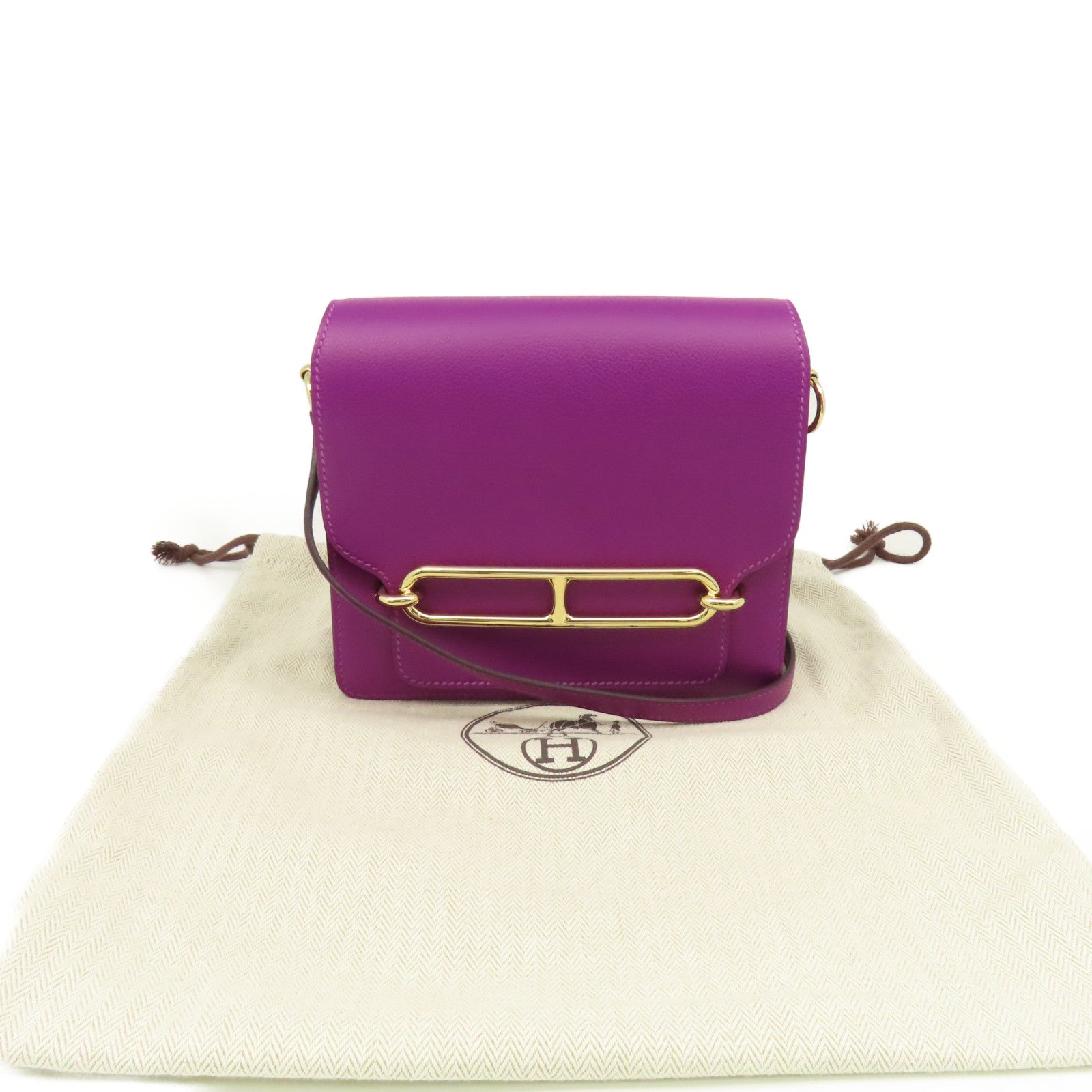 HERMES Evercolor皮革Mini Roulis Shoulder Bag金扣肩背袋紫色