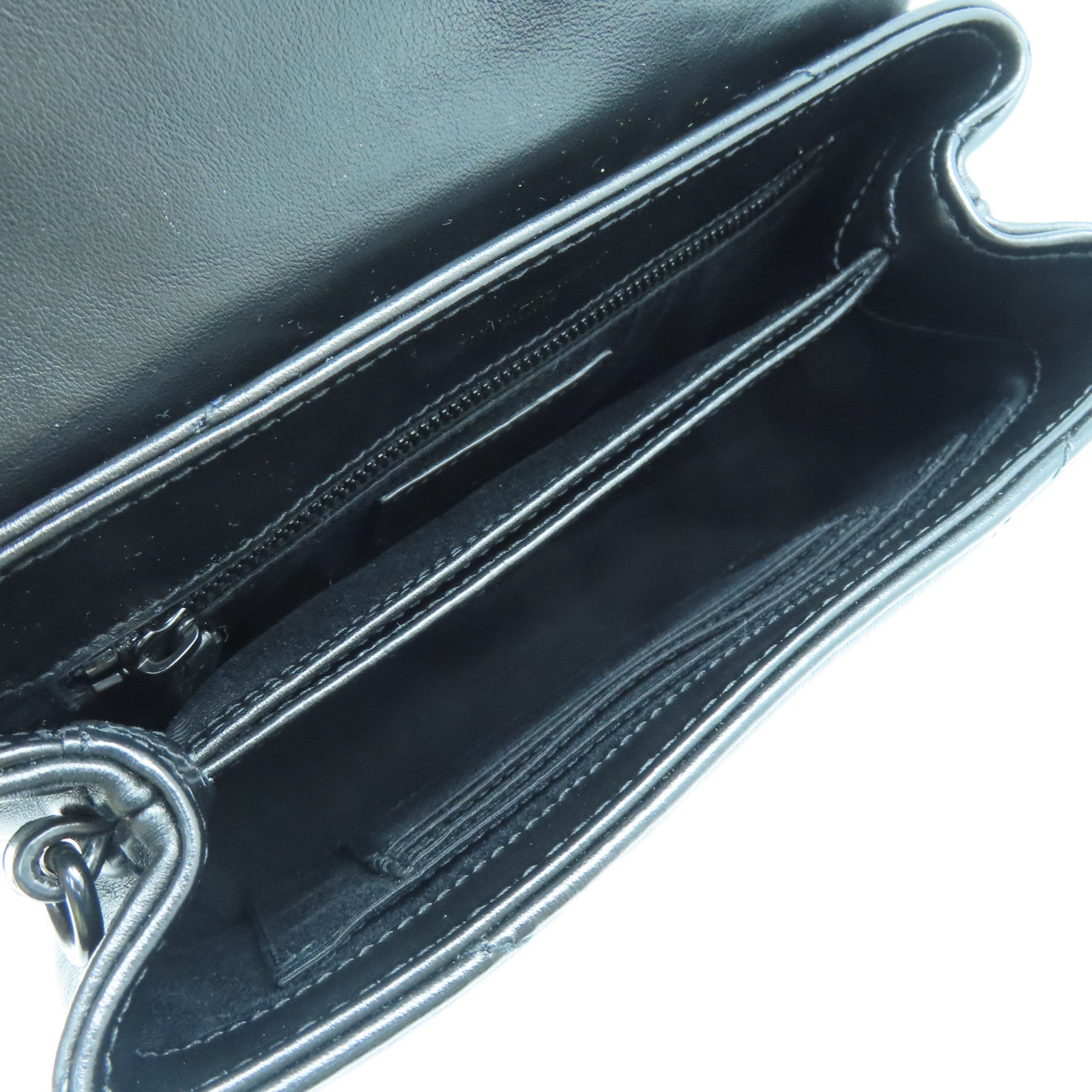 YVES SAINT LAURENT Sheepskin Leather Shoulder Bag Black