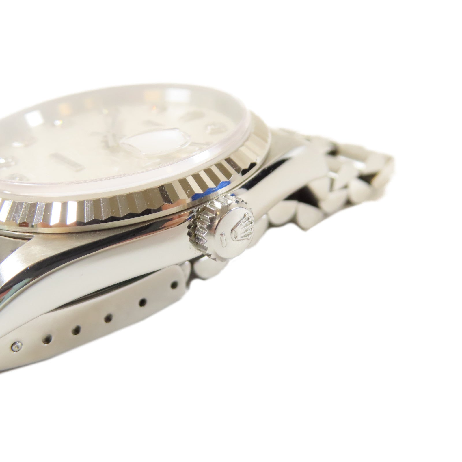 ROLEX Datejust 18K白金/不鏽鋼手錶自動機芯銀色#18cm