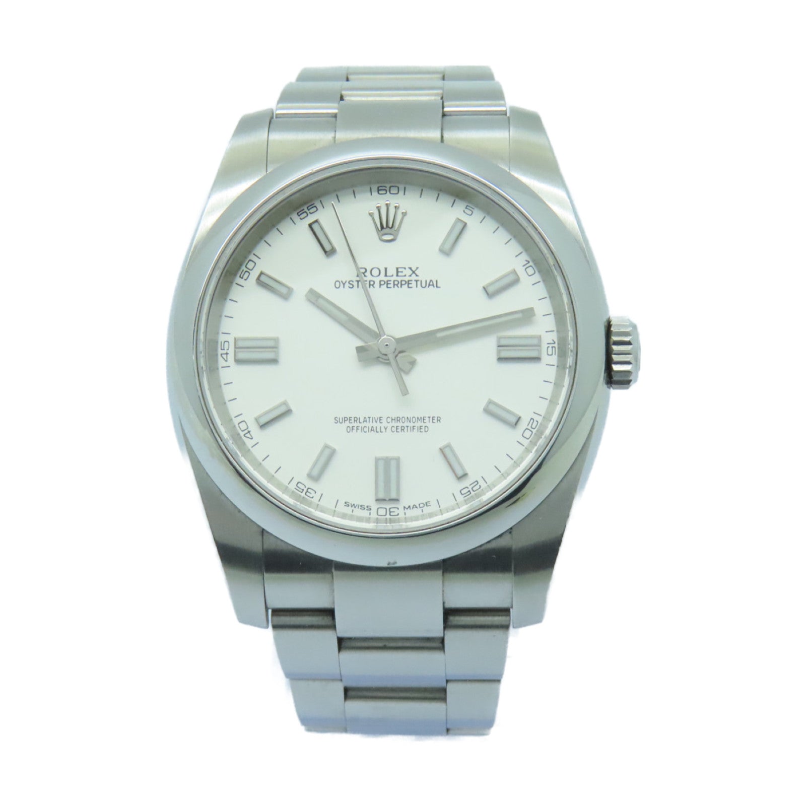 ROLEX Oyster Perpetual不鏽鋼手錶自動機芯白色