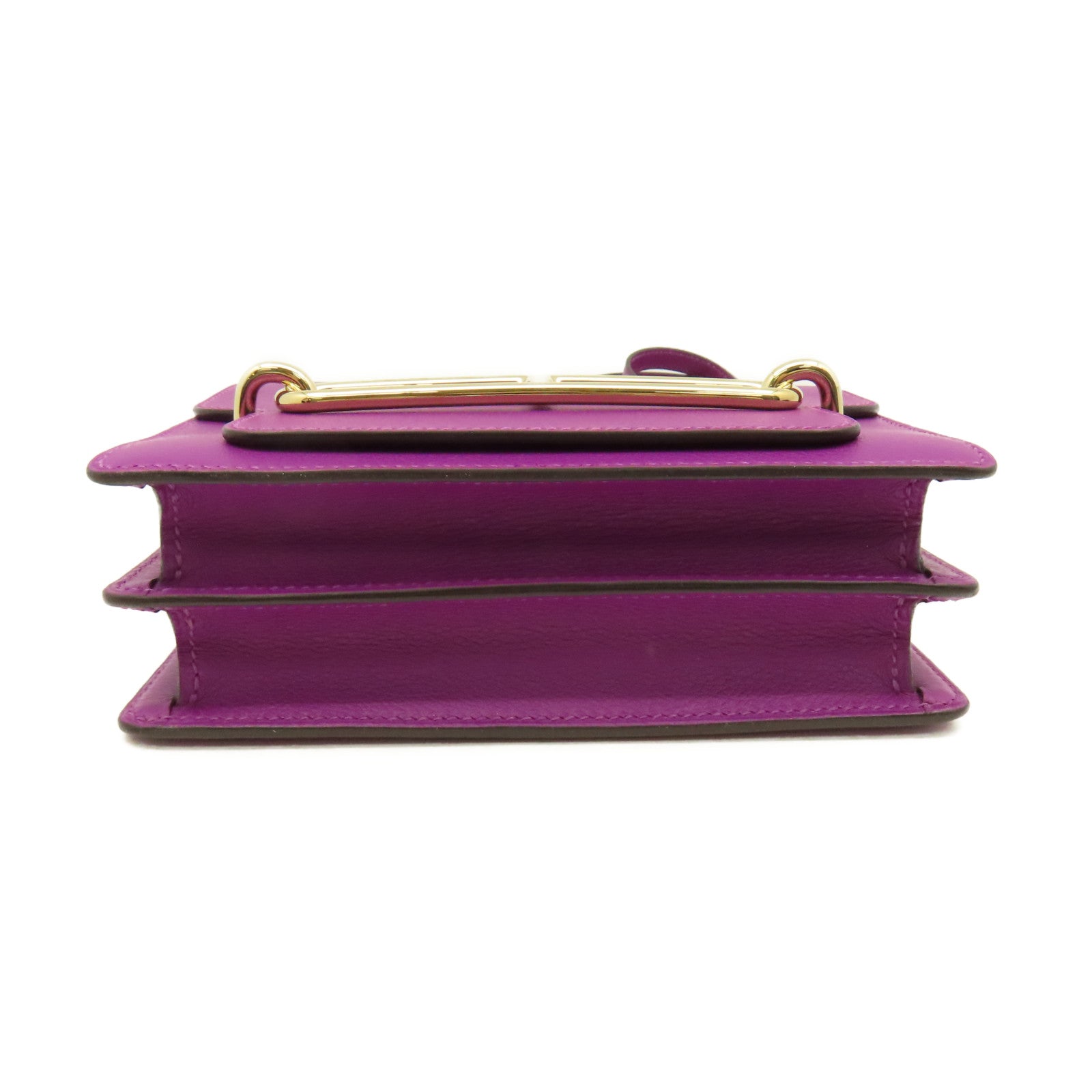 HERMES Evercolor皮革Mini Roulis Shoulder Bag金扣肩背袋紫色
