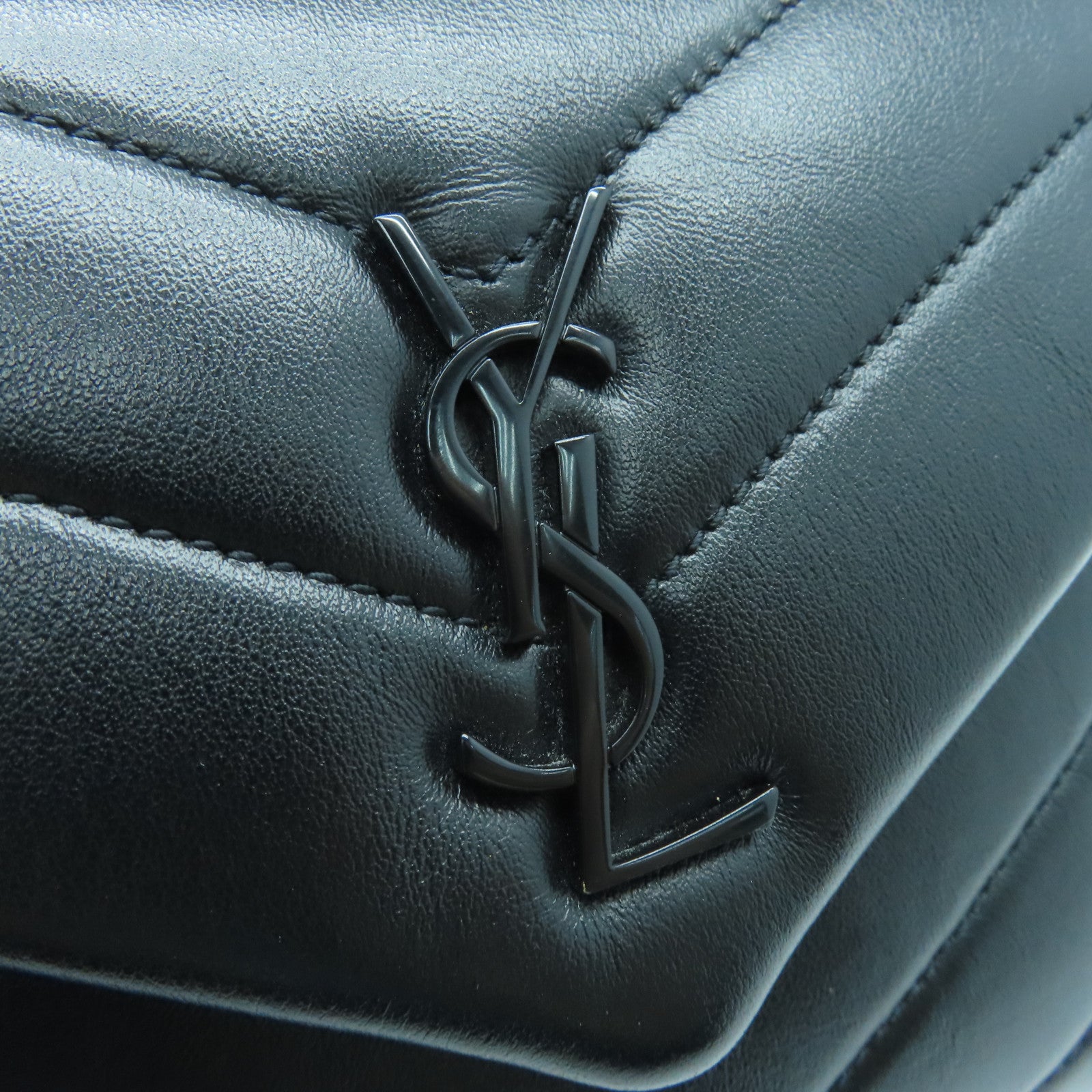 YVES SAINT LAURENT Sheepskin Leather Shoulder Bag Black