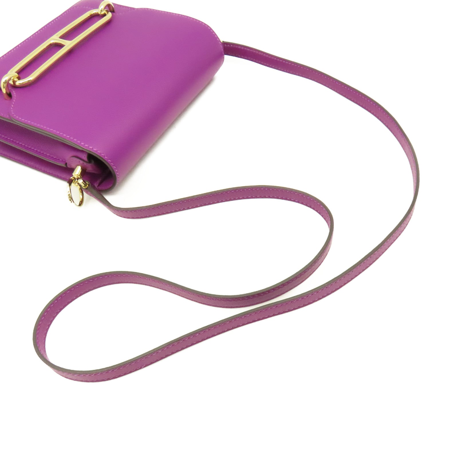 HERMES Evercolor皮革Mini Roulis Shoulder Bag金扣肩背袋紫色