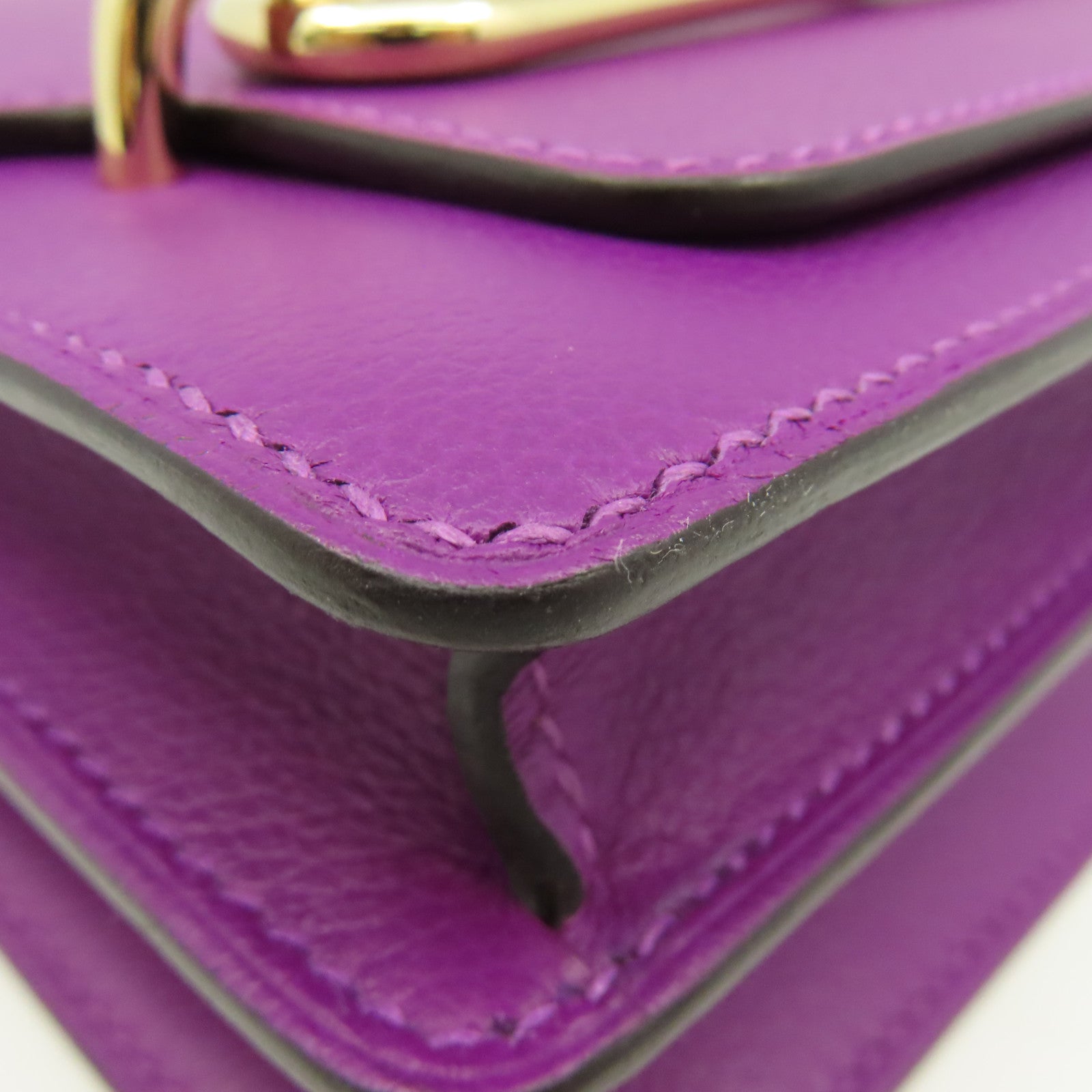 HERMES Evercolor皮革Mini Roulis Shoulder Bag金扣肩背袋紫色