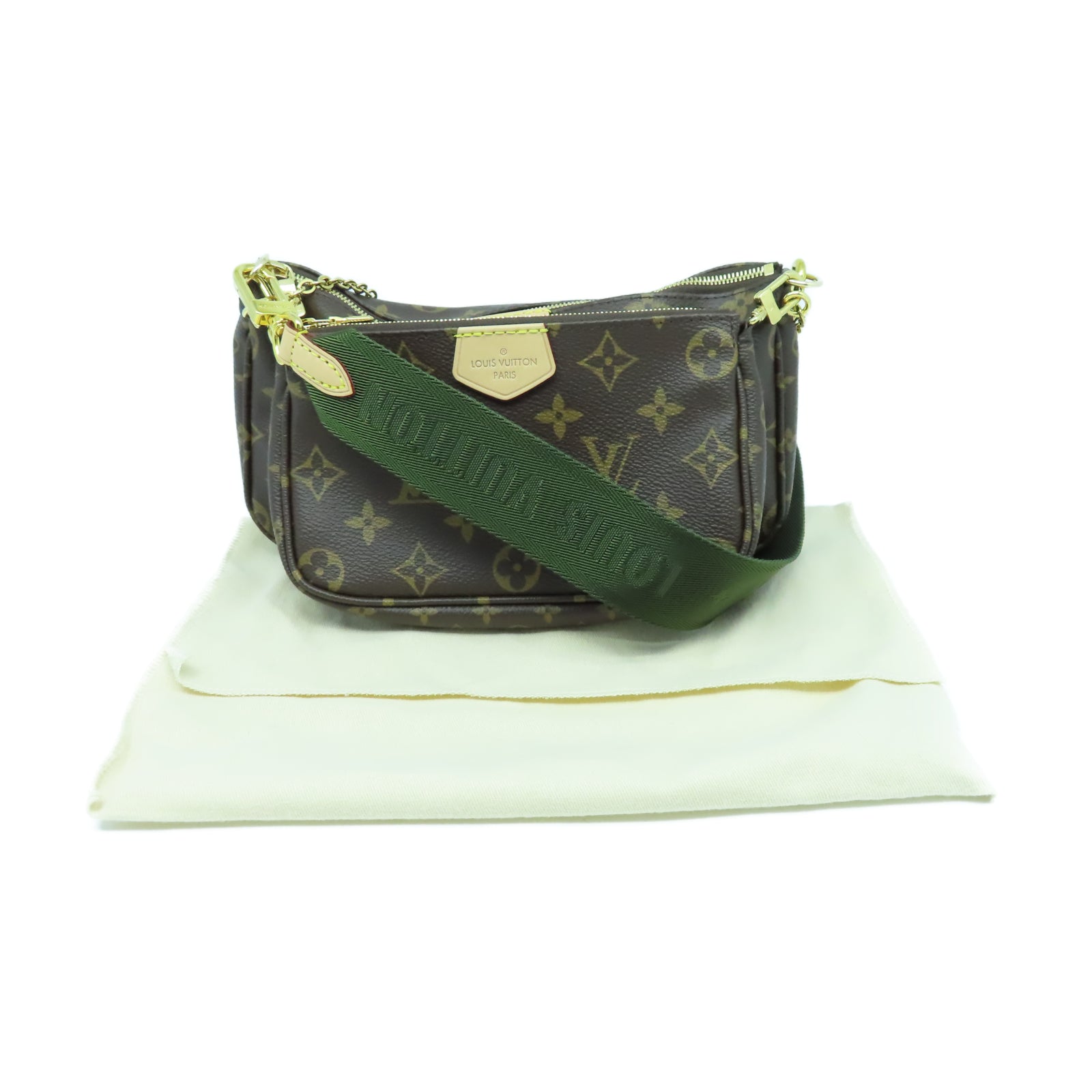 LOUIS VUITTON Monogram Multi Pochette Accessories金扣鏈帶肩背袋棕色