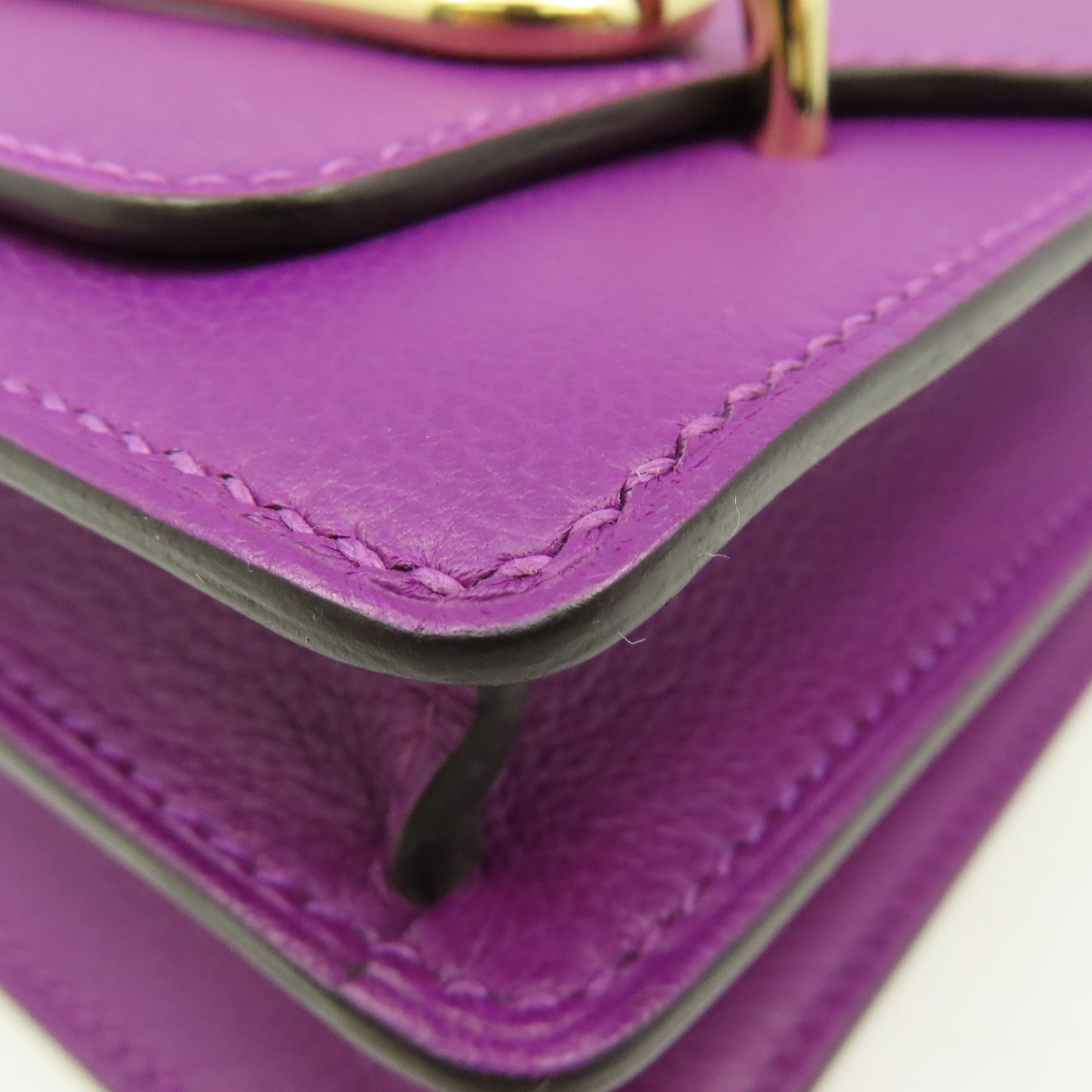 HERMES Evercolor皮革Mini Roulis Shoulder Bag金扣肩背袋紫色