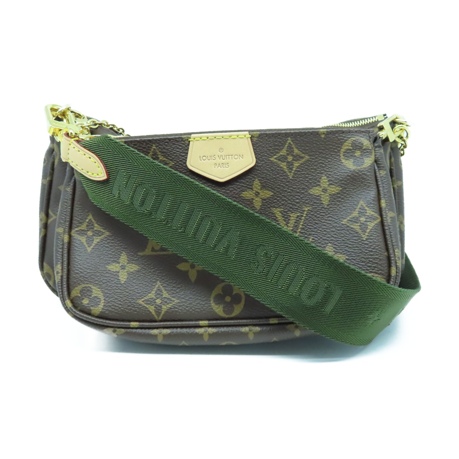 LOUIS VUITTON Monogram Multi Pochette Accessories金扣鏈帶肩背袋棕色