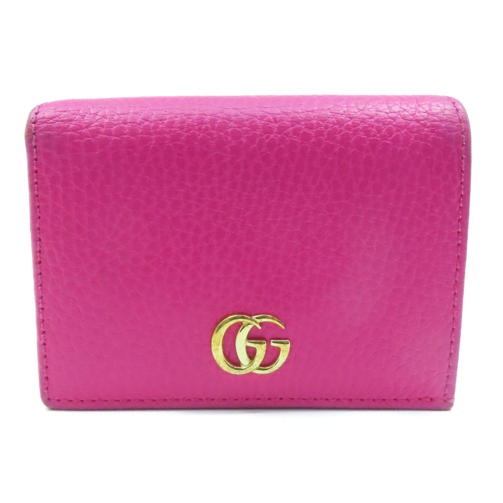 GUCCI 牛皮皮革GG Marmont Wallet金扣钱包粉红色