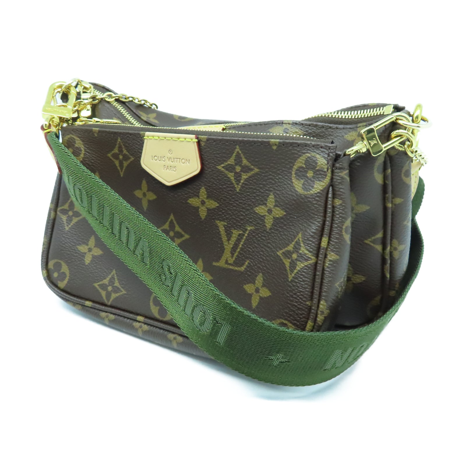 LOUIS VUITTON Monogram Multi Pochette Accessories金扣鏈帶肩背袋棕色
