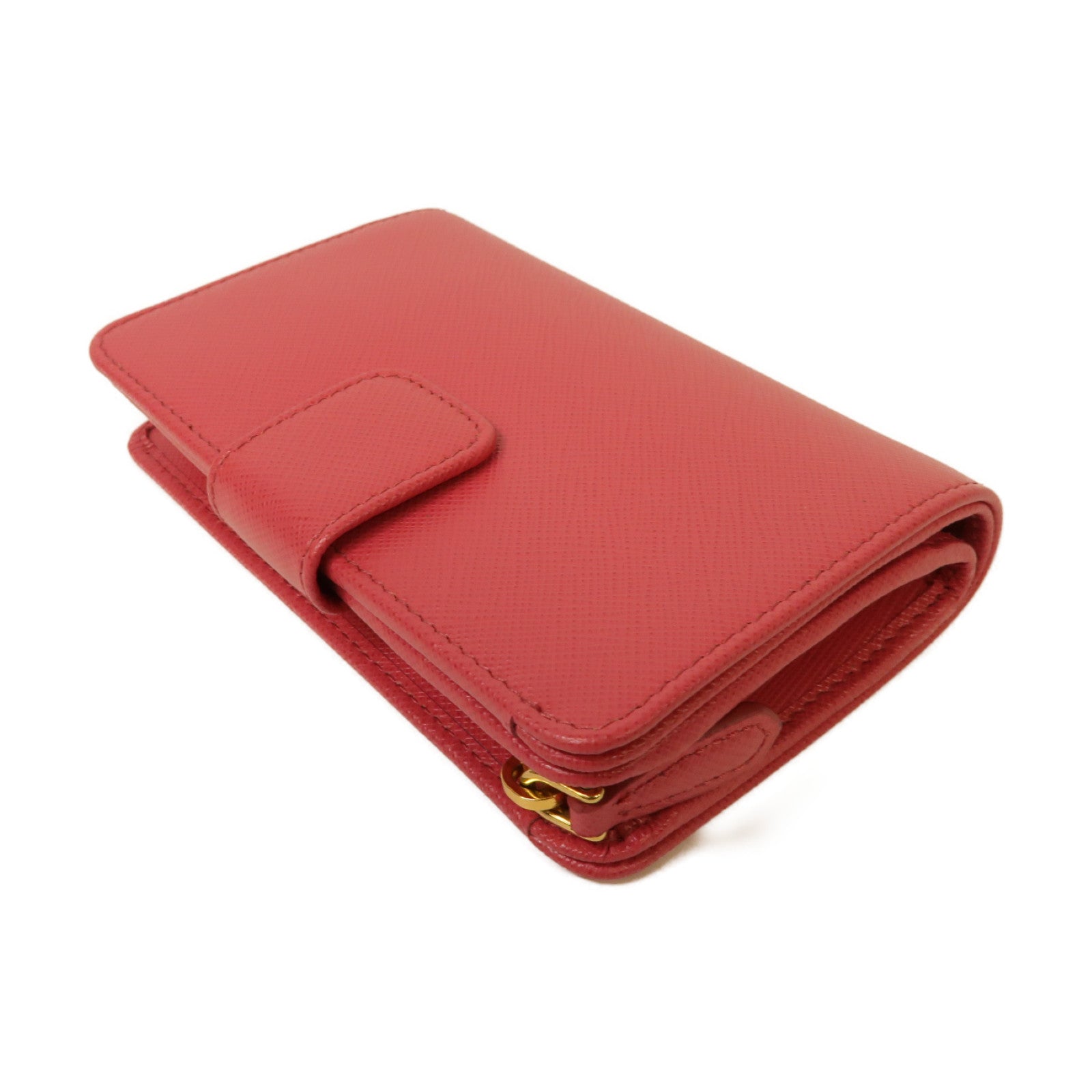 PRADA 牛皮皮革Wallet金扣錢包粉紅色