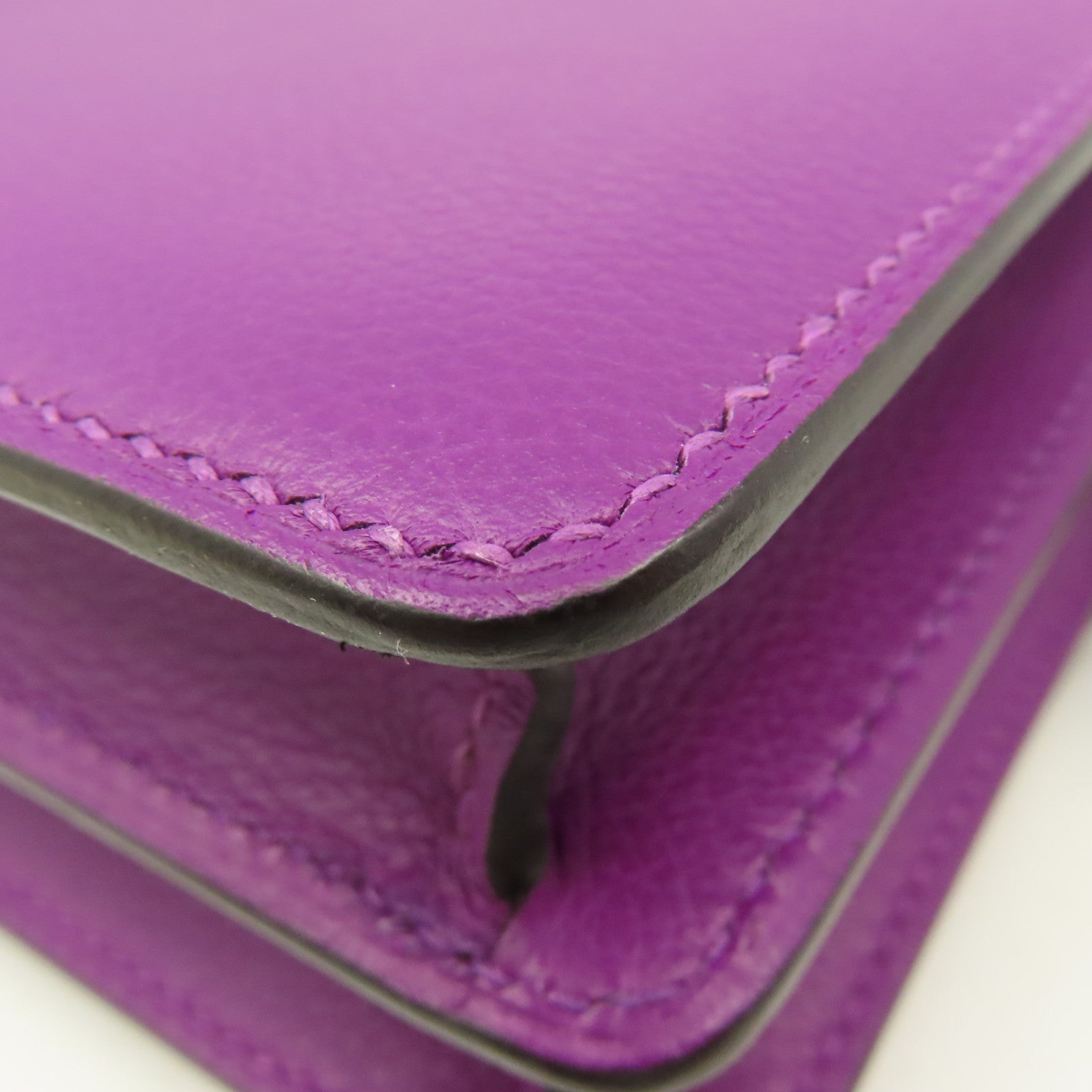 HERMES Evercolor皮革Mini Roulis Shoulder Bag金扣肩背袋紫色