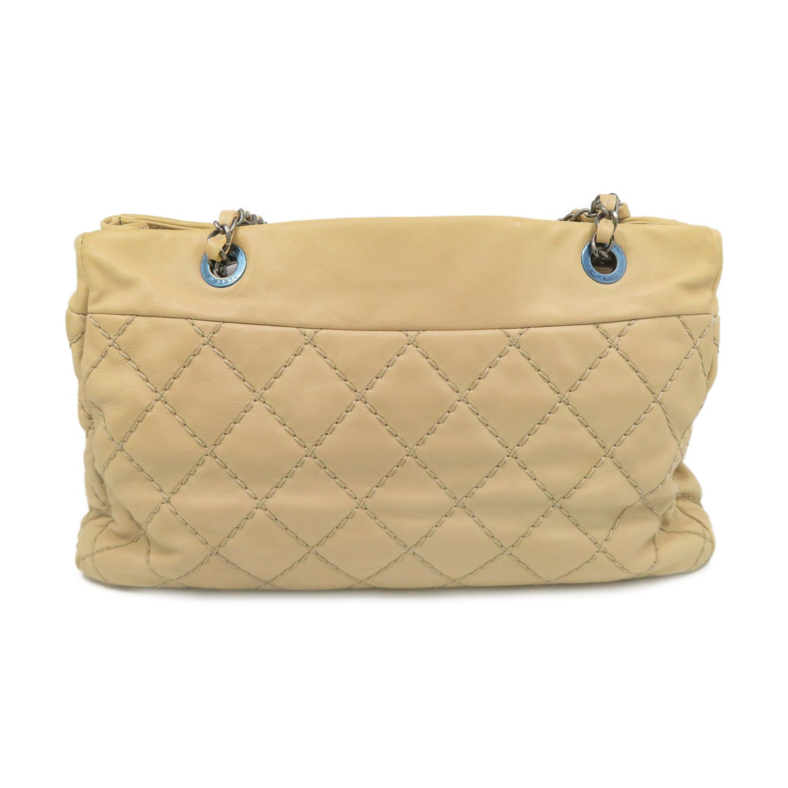 CHANEL [Sharp Reduction Offer] Lingge Cowhide Leather Shoulder Bag Silver Buckle Shoulder Bag Beige