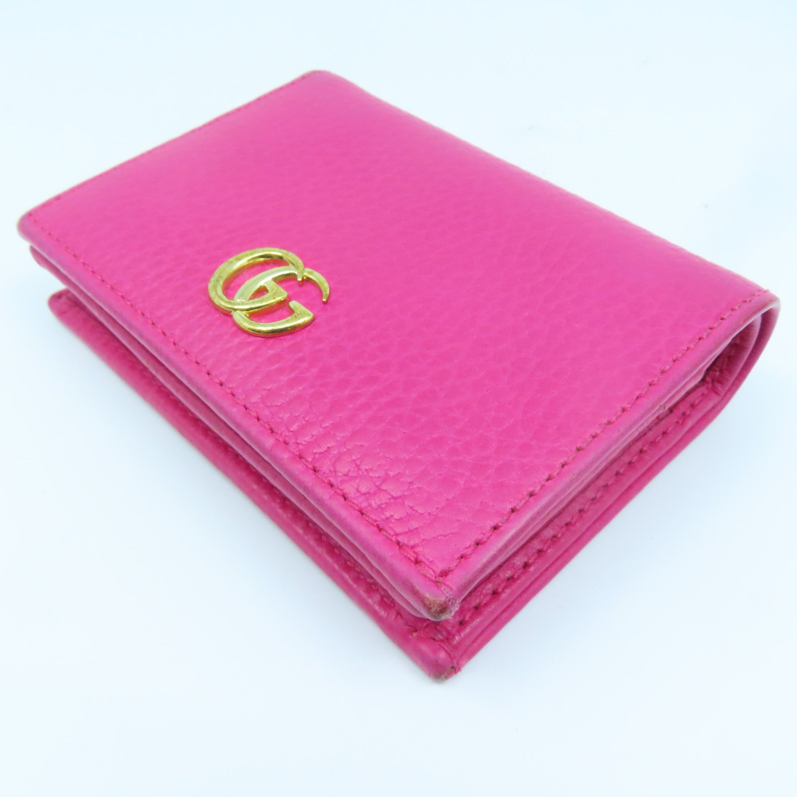 GUCCI 牛皮皮革GG Marmont Wallet金扣钱包粉红色