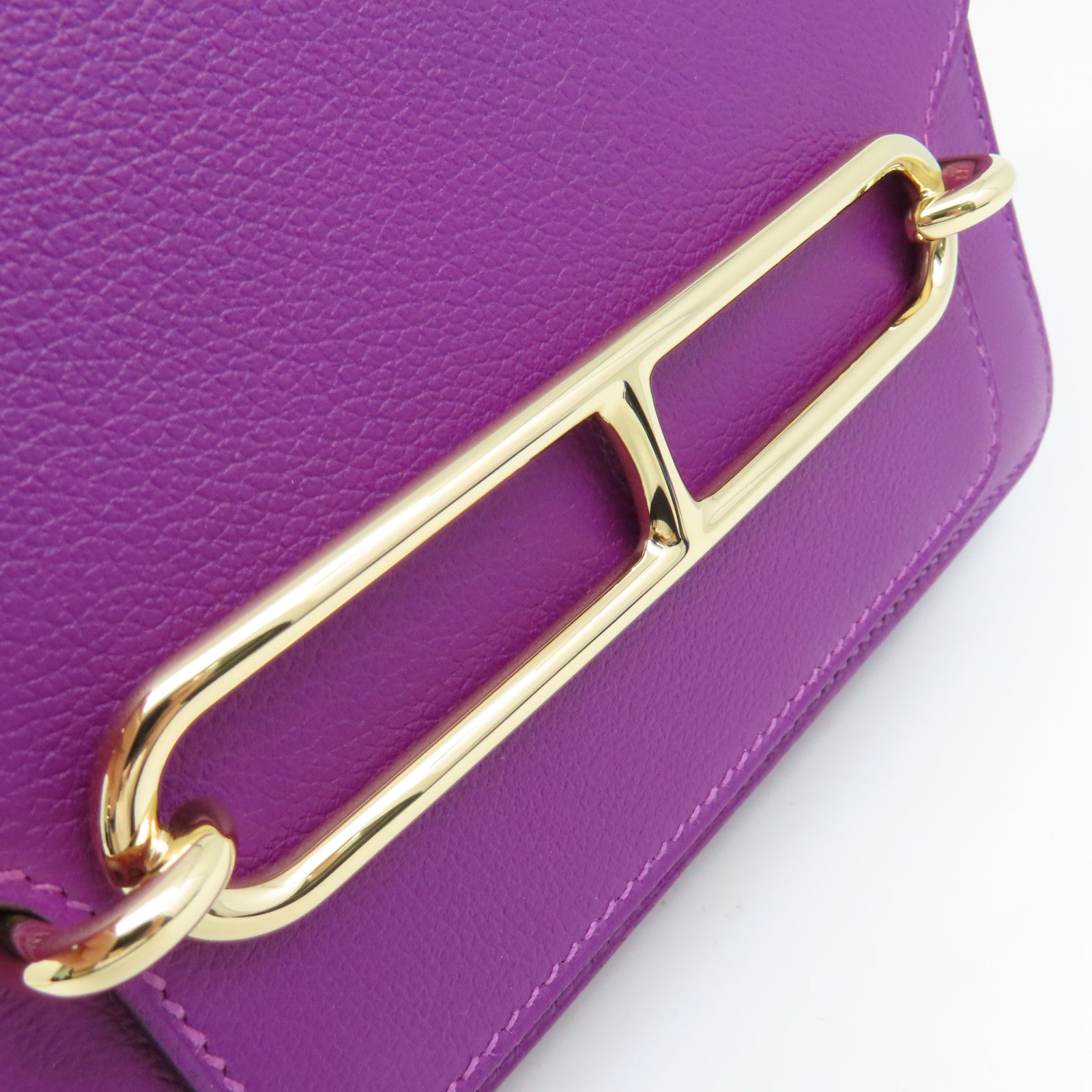 HERMES Evercolor皮革Mini Roulis Shoulder Bag金扣肩背袋紫色