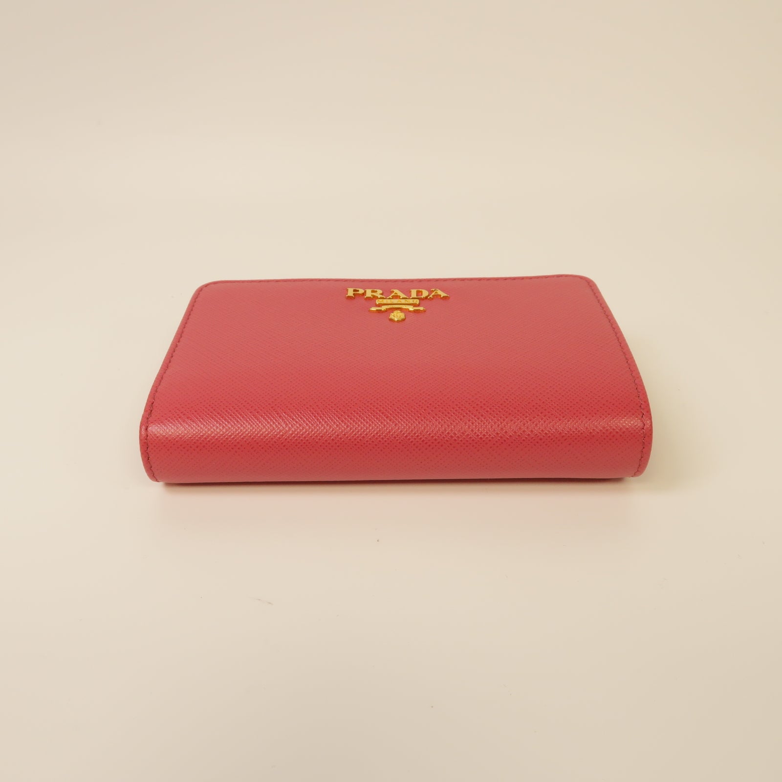 PRADA 牛皮皮革Wallet金扣錢包粉紅色