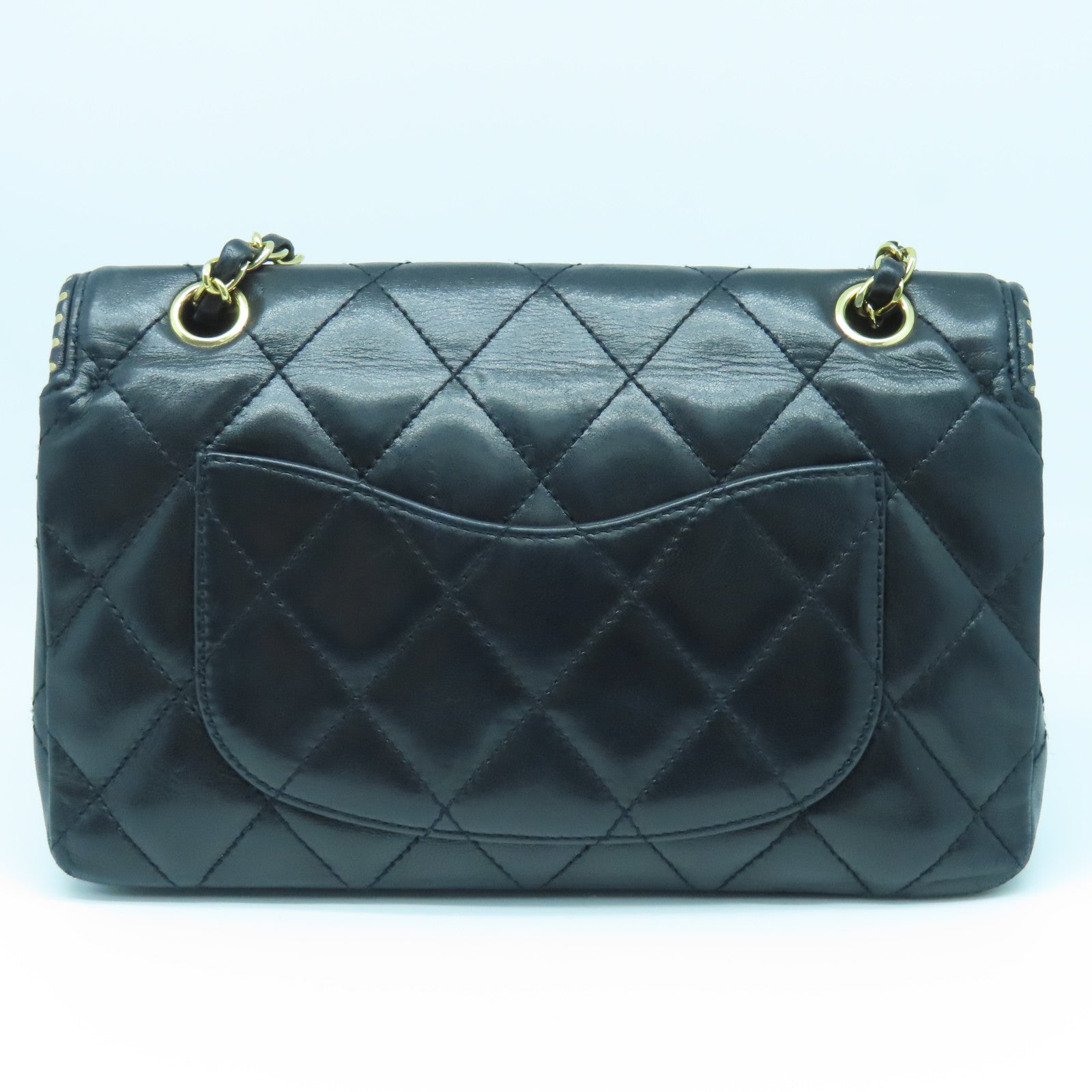 CHANEL rhombic sheepskin leather Chain Shoulder Bag gold buckle chain shoulder bag black