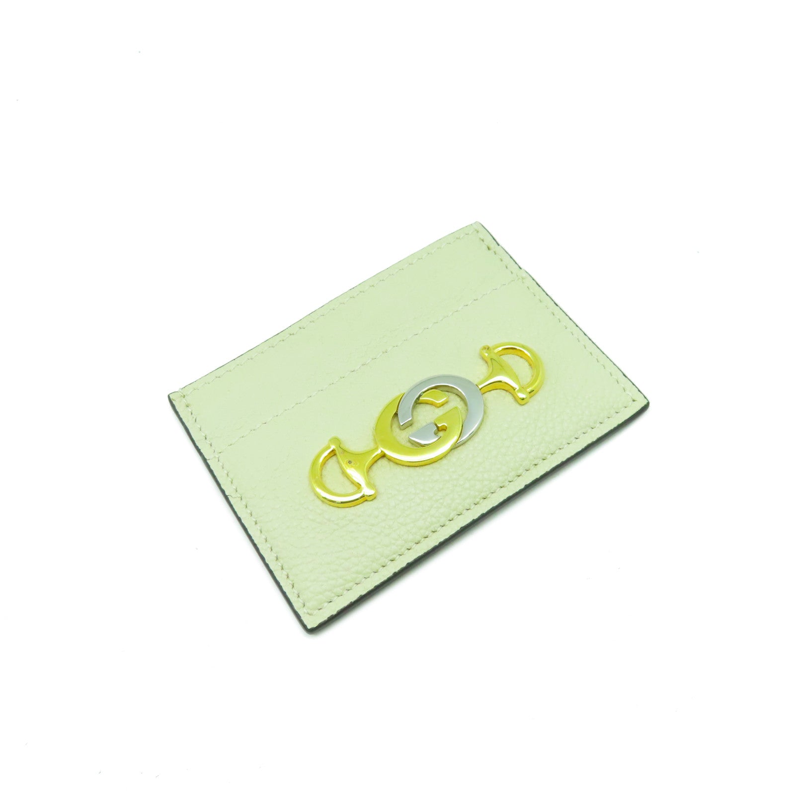 GUCCI 牛皮皮革Card Case金扣/銀扣卡片套米色