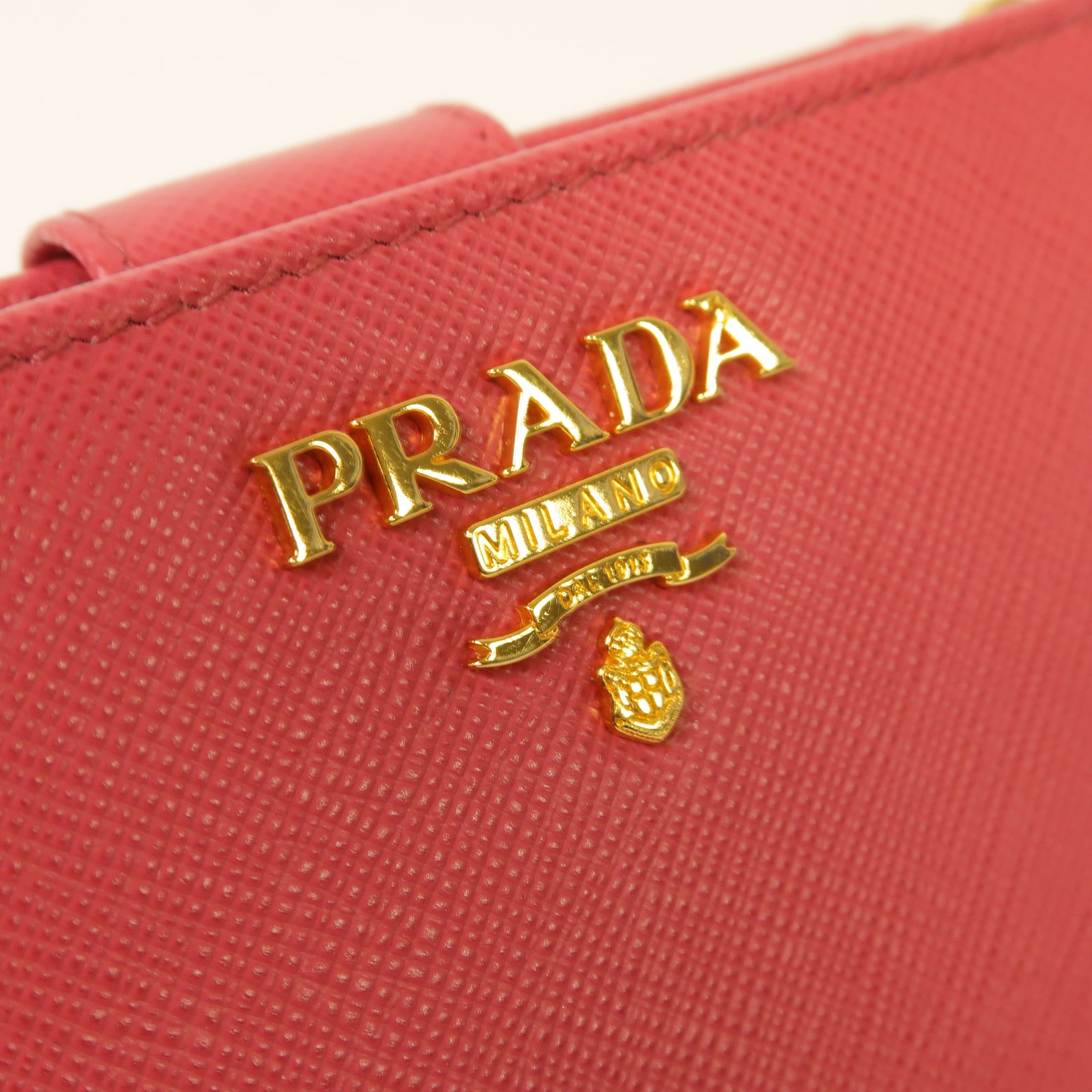 PRADA 牛皮皮革Wallet金扣錢包粉紅色