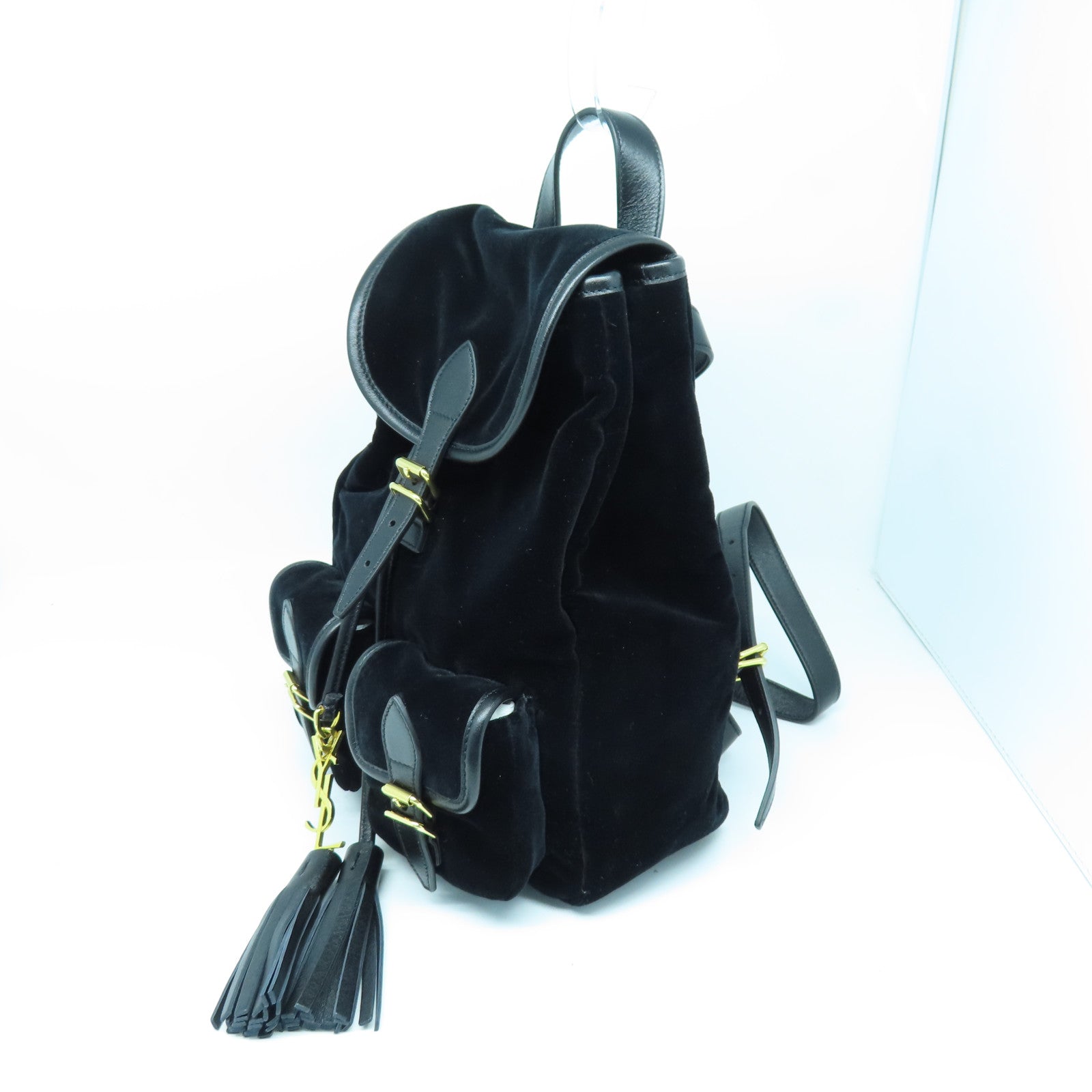 YVES SAINT LAURENT 麂皮皮革Backpack金扣背包黑色