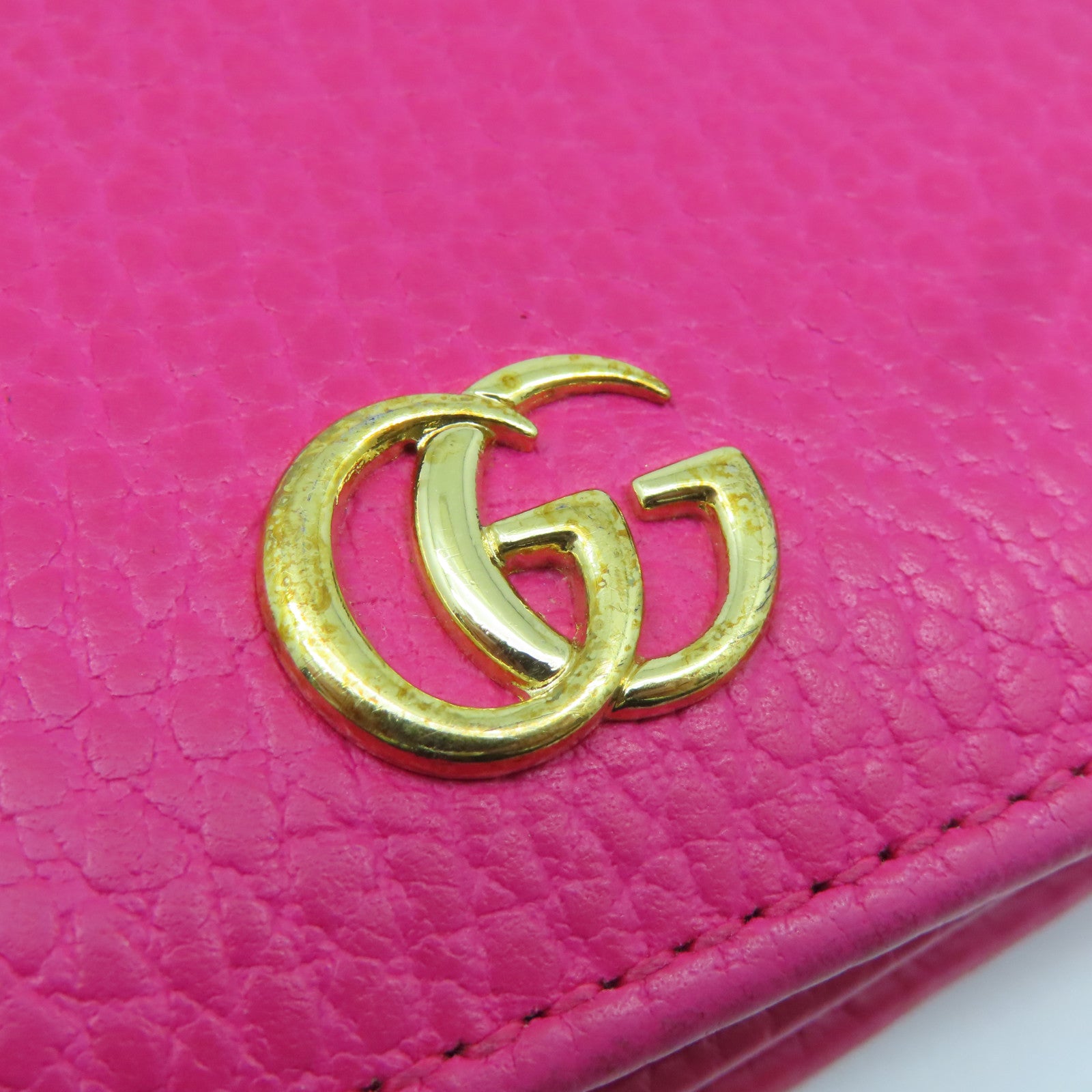 GUCCI 牛皮皮革GG Marmont Wallet金扣钱包粉红色