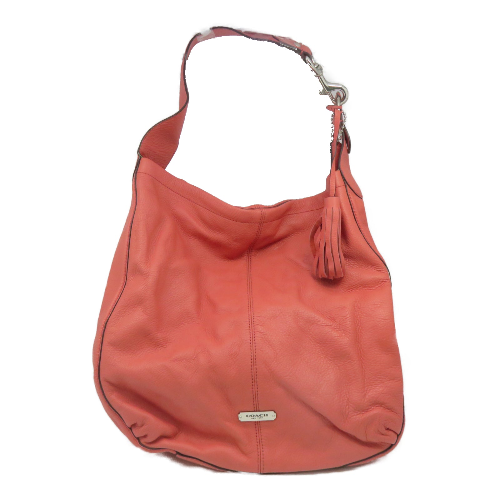 COACH 【激減優惠】牛皮皮革Shoulder Bag銀扣肩背袋粉紅色