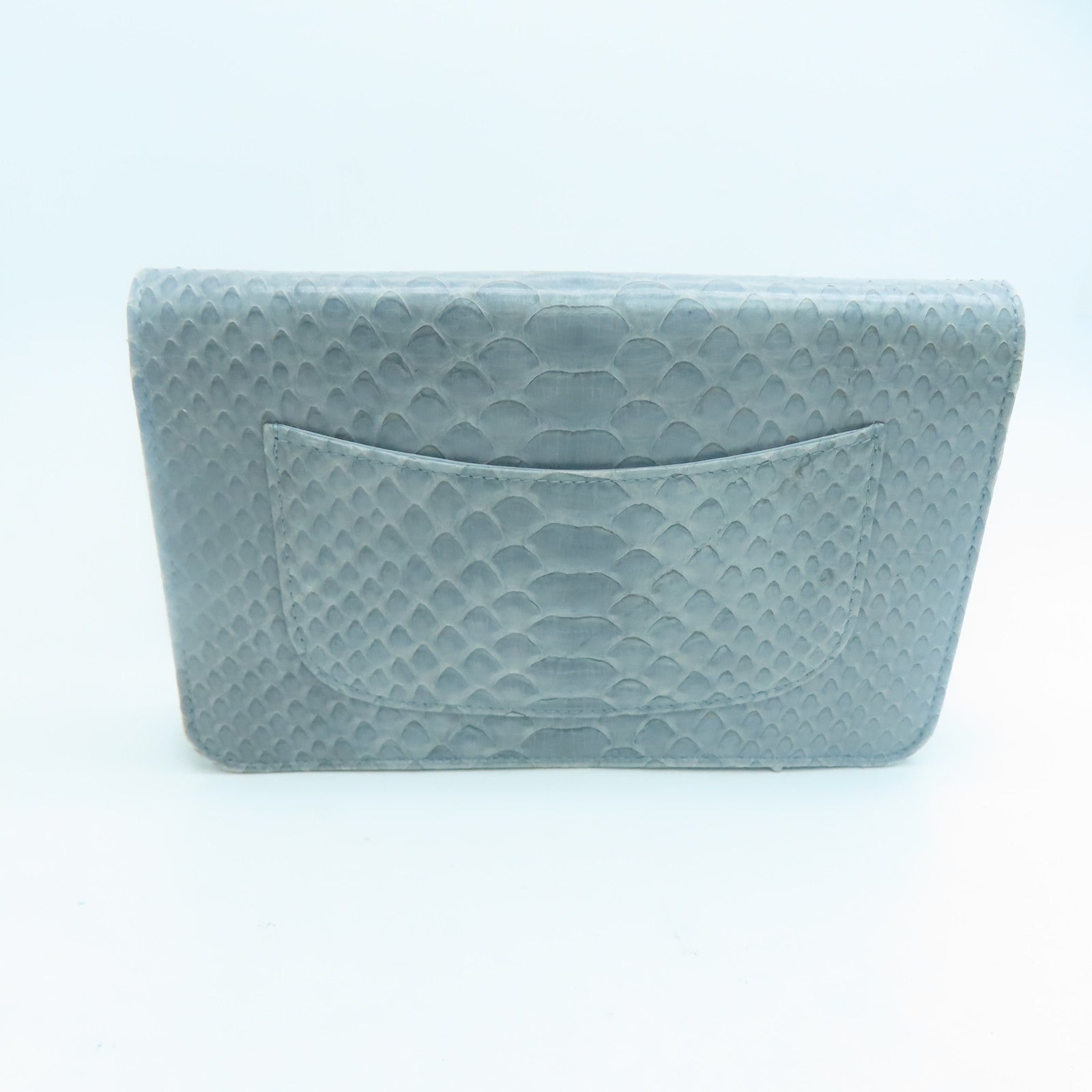 CHANEL 【激減優惠】蛇皮皮革Chain Shoulder金扣鏈帶肩背袋灰色