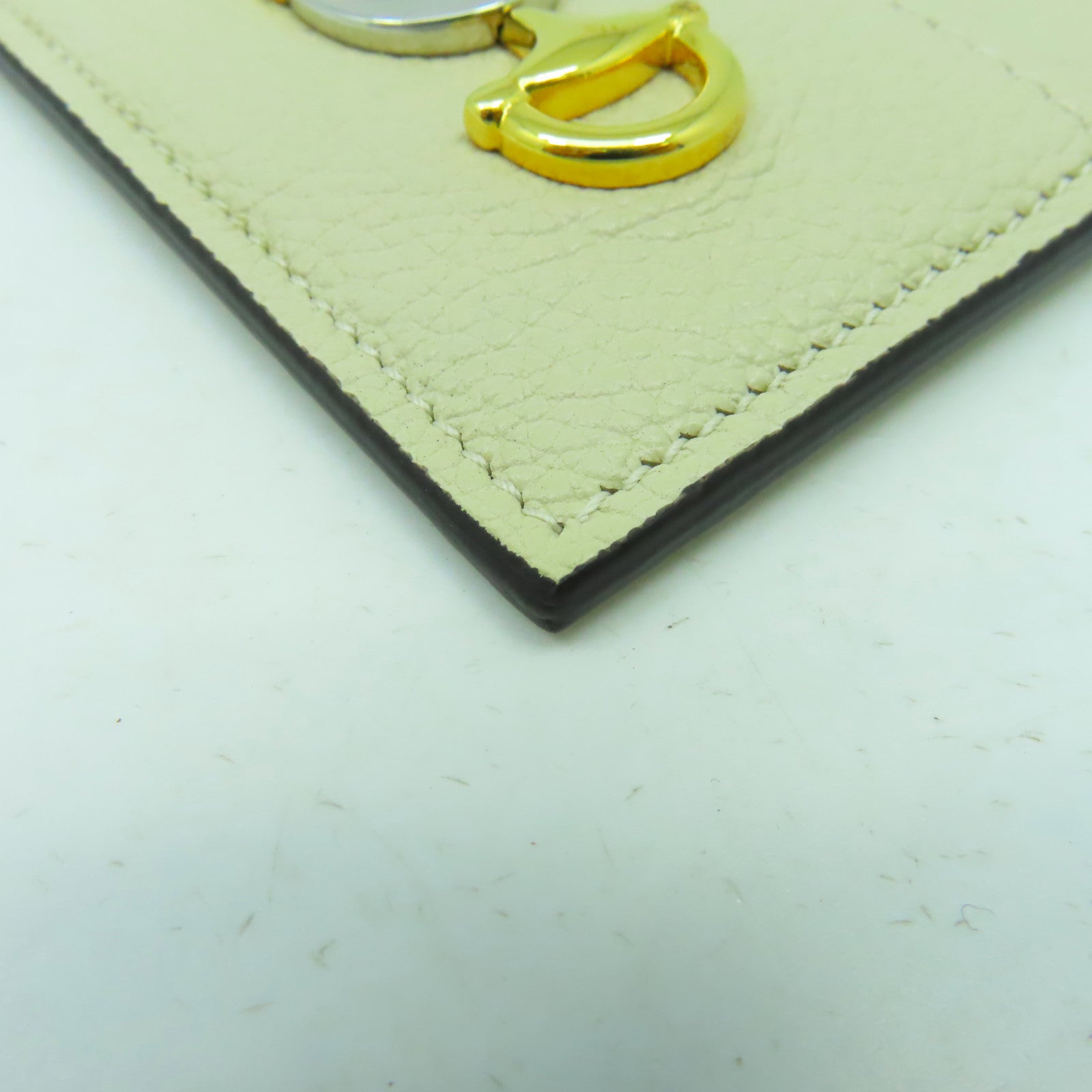 GUCCI 牛皮皮革Card Case金扣/銀扣卡片套米色