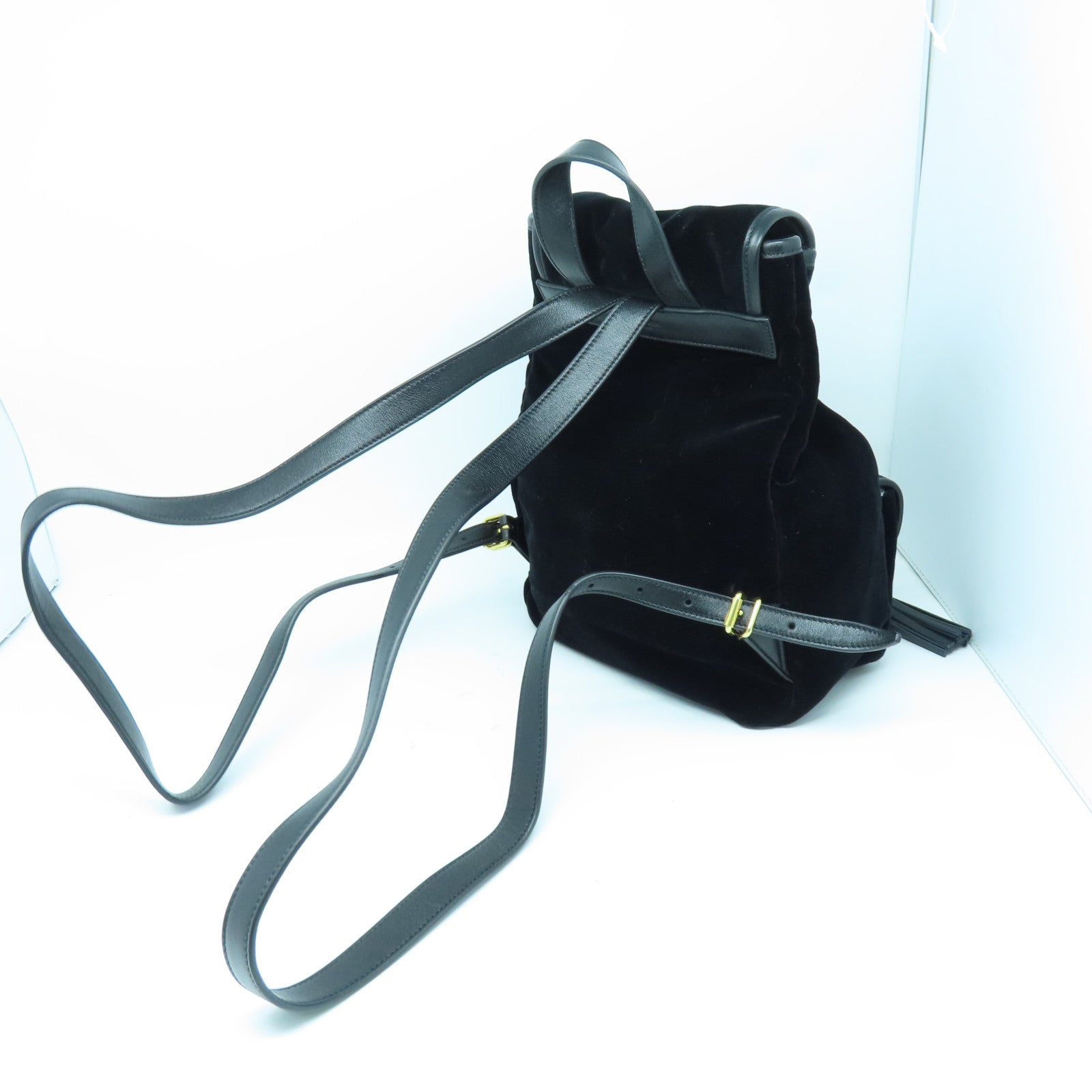 YVES SAINT LAURENT 麂皮皮革Backpack金扣背包黑色