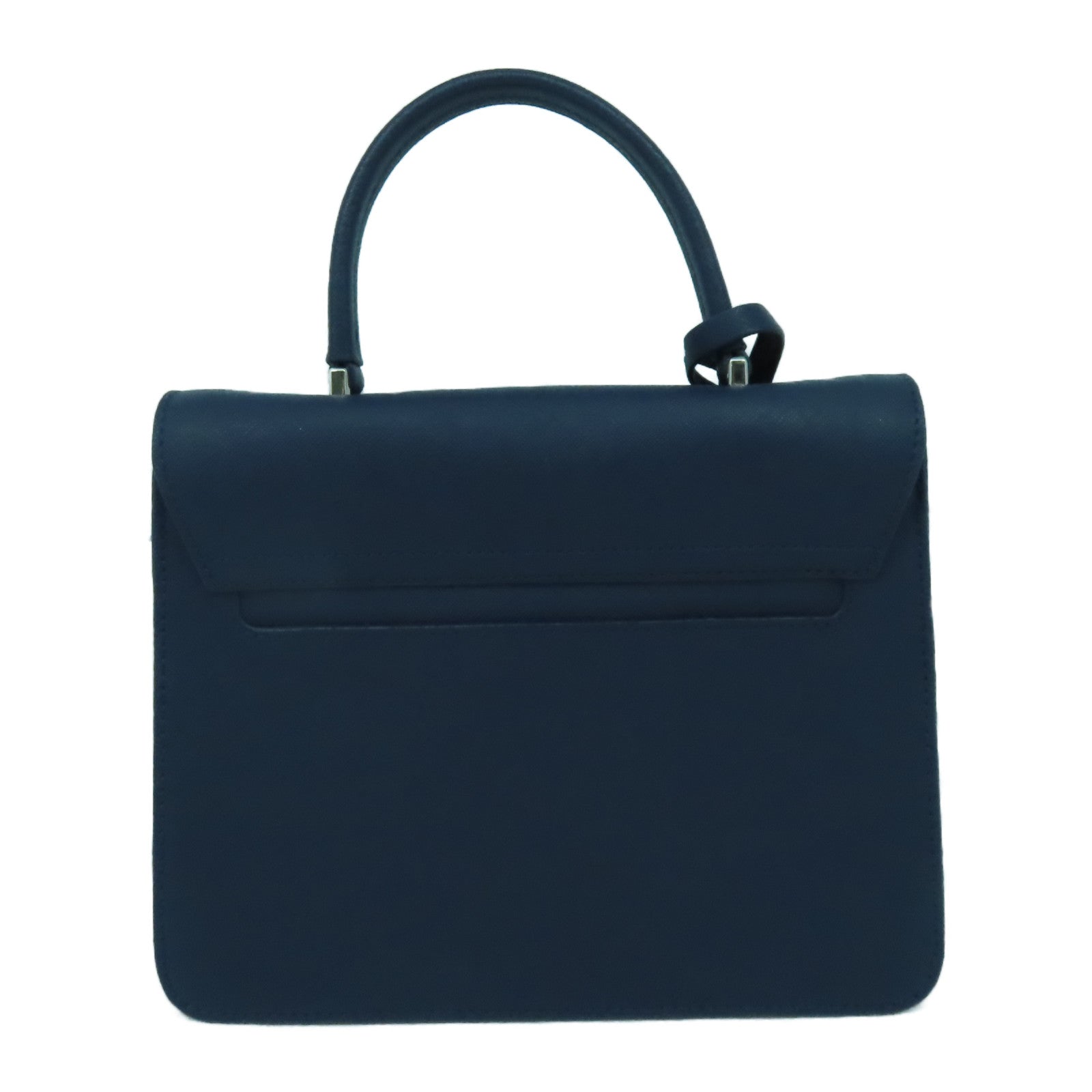 agnes b. 牛皮皮革Shoulder Bag銀扣手挽肩背兩用袋藍色