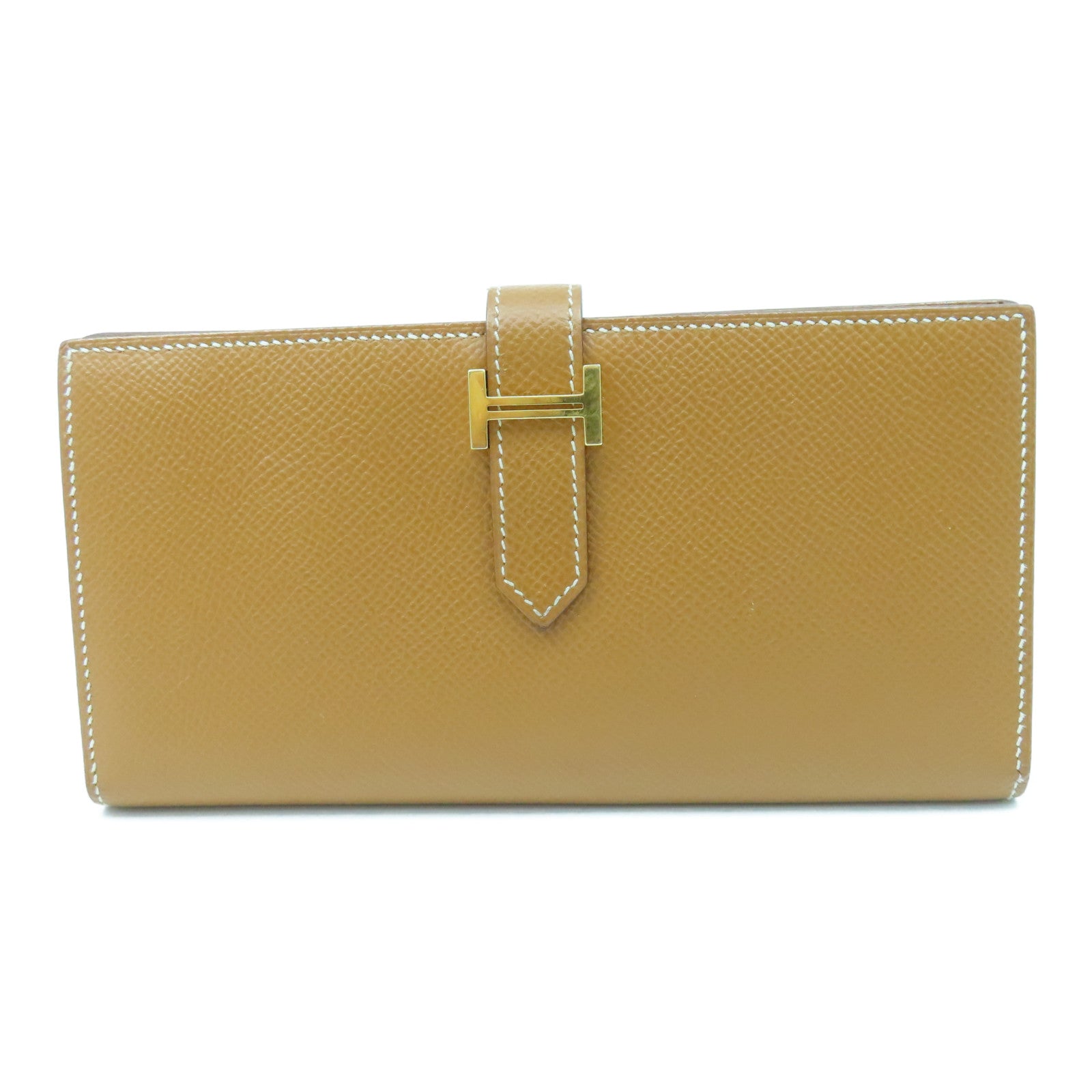 HERMES Veau Epsom Leather Bearn Long Wallet Gold Buckle Long Wallet Brown