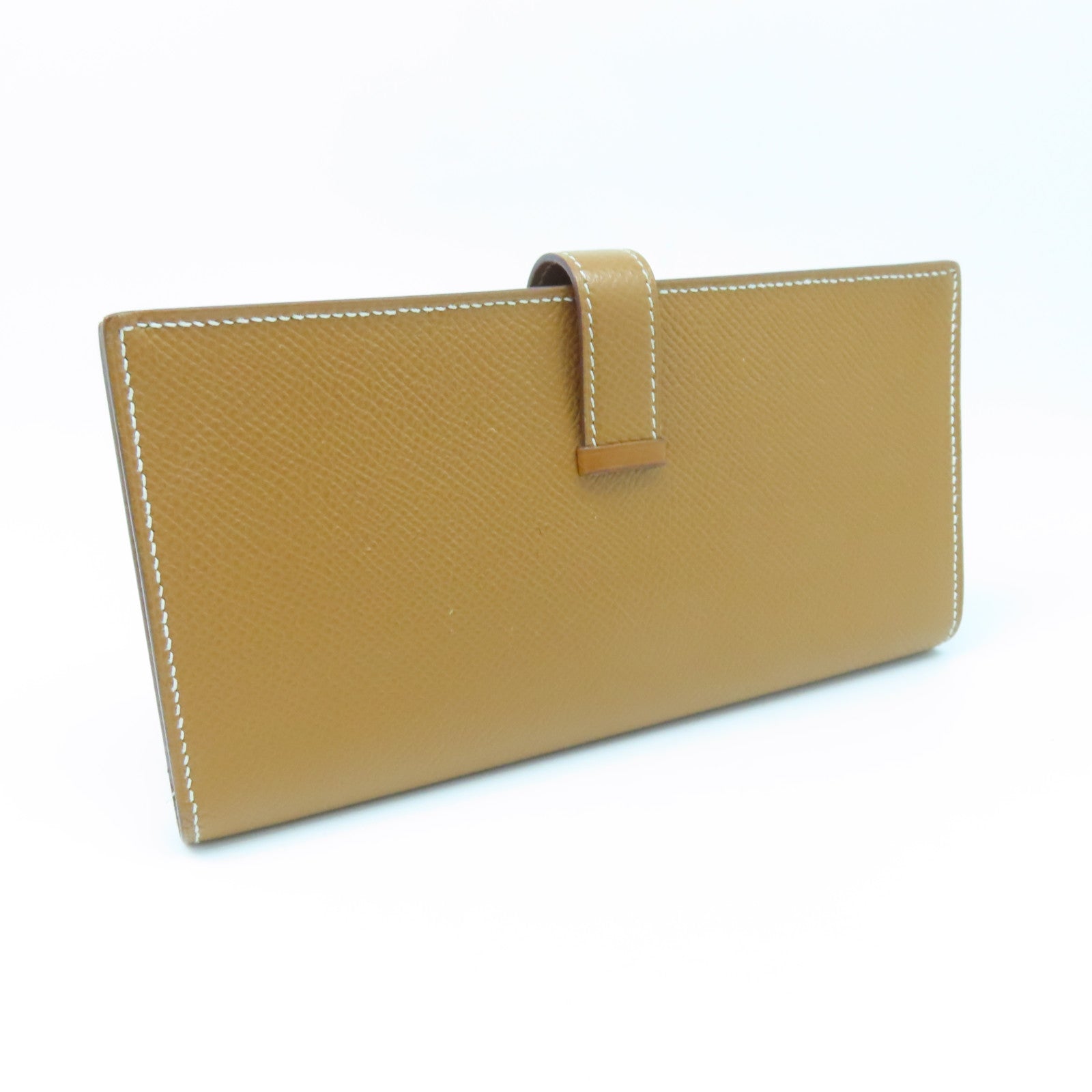 HERMES Veau Epsom Leather Bearn Long Wallet Gold Buckle Long Wallet Brown