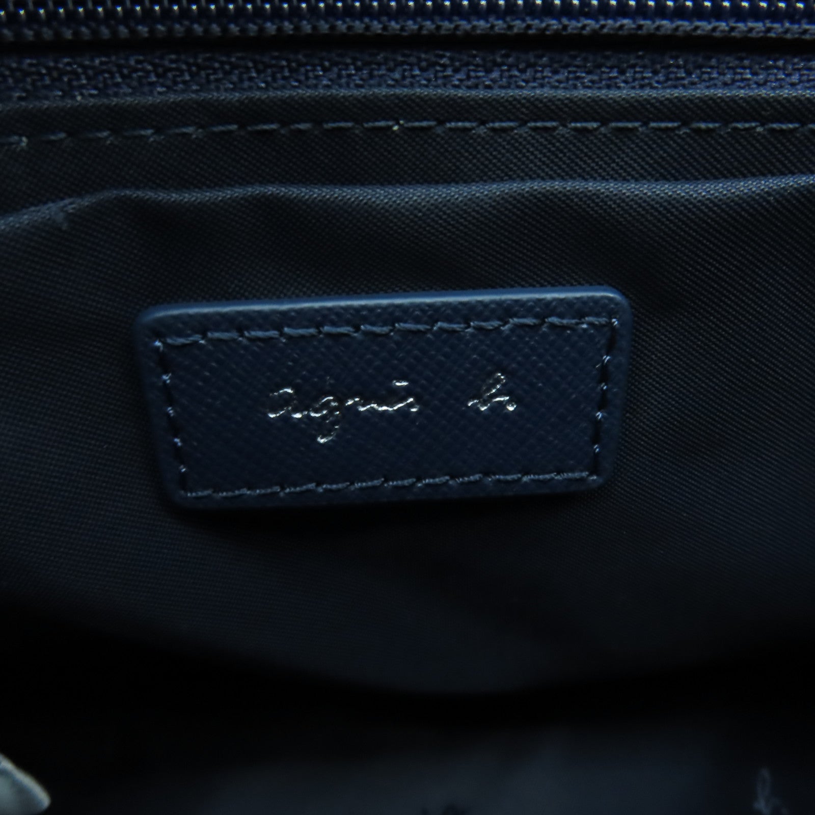 agnes b. 牛皮皮革Shoulder Bag銀扣手挽肩背兩用袋藍色