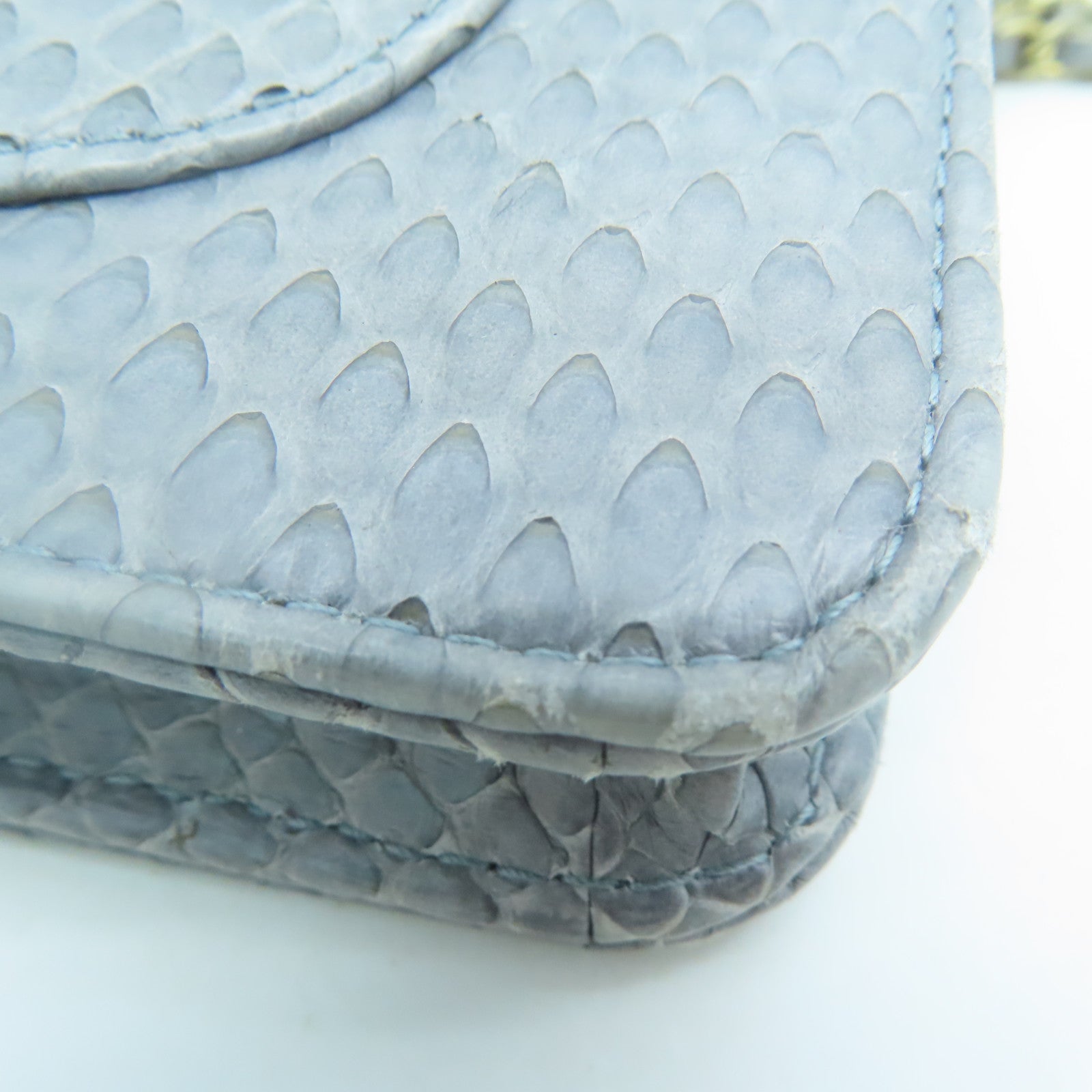 CHANEL 【激減優惠】蛇皮皮革Chain Shoulder金扣鏈帶肩背袋灰色