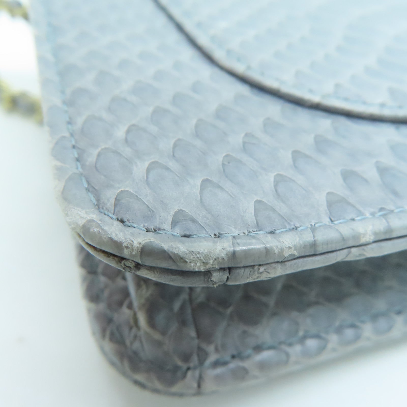 CHANEL 【激減優惠】蛇皮皮革Chain Shoulder金扣鏈帶肩背袋灰色