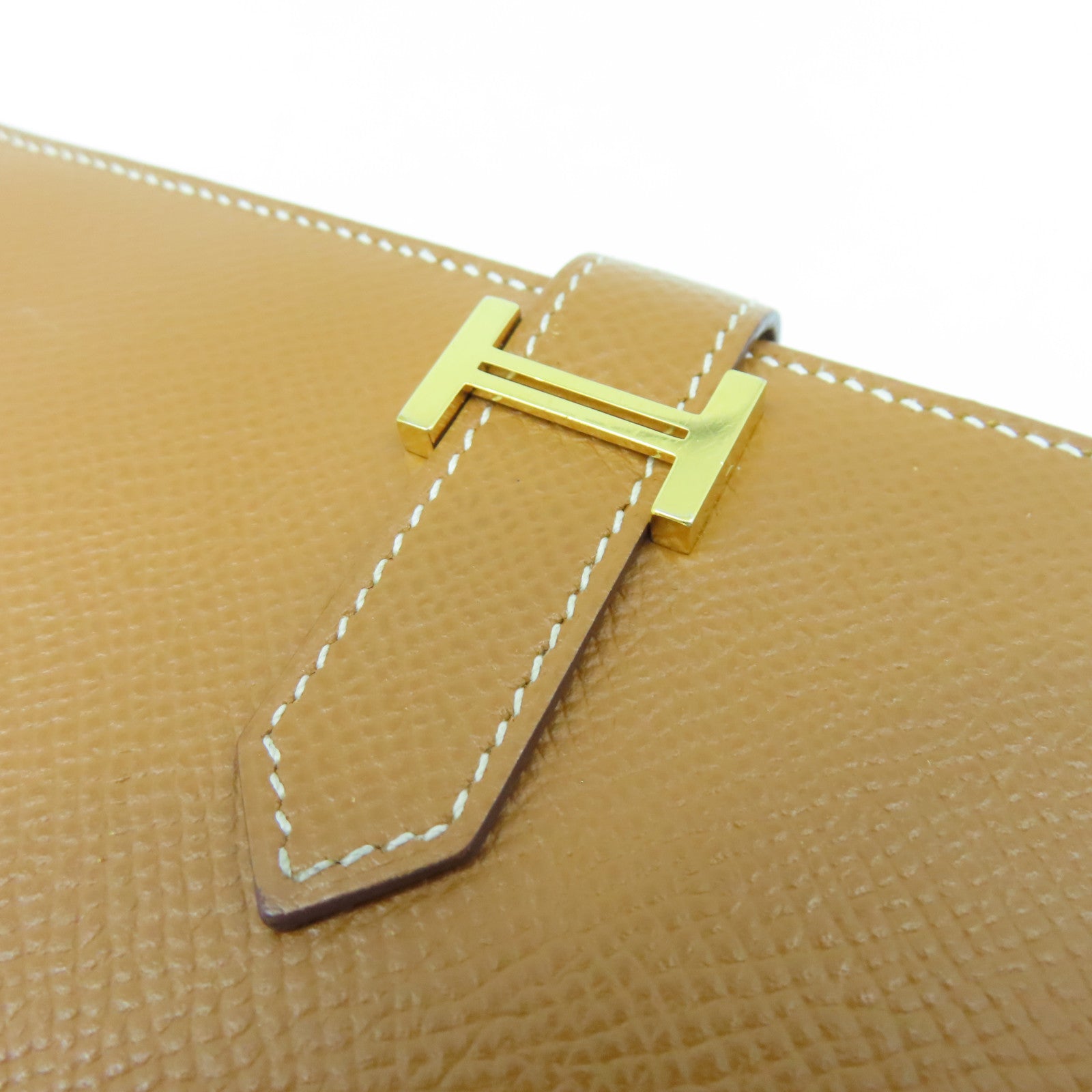 HERMES Veau Epsom Leather Bearn Long Wallet Gold Buckle Long Wallet Brown