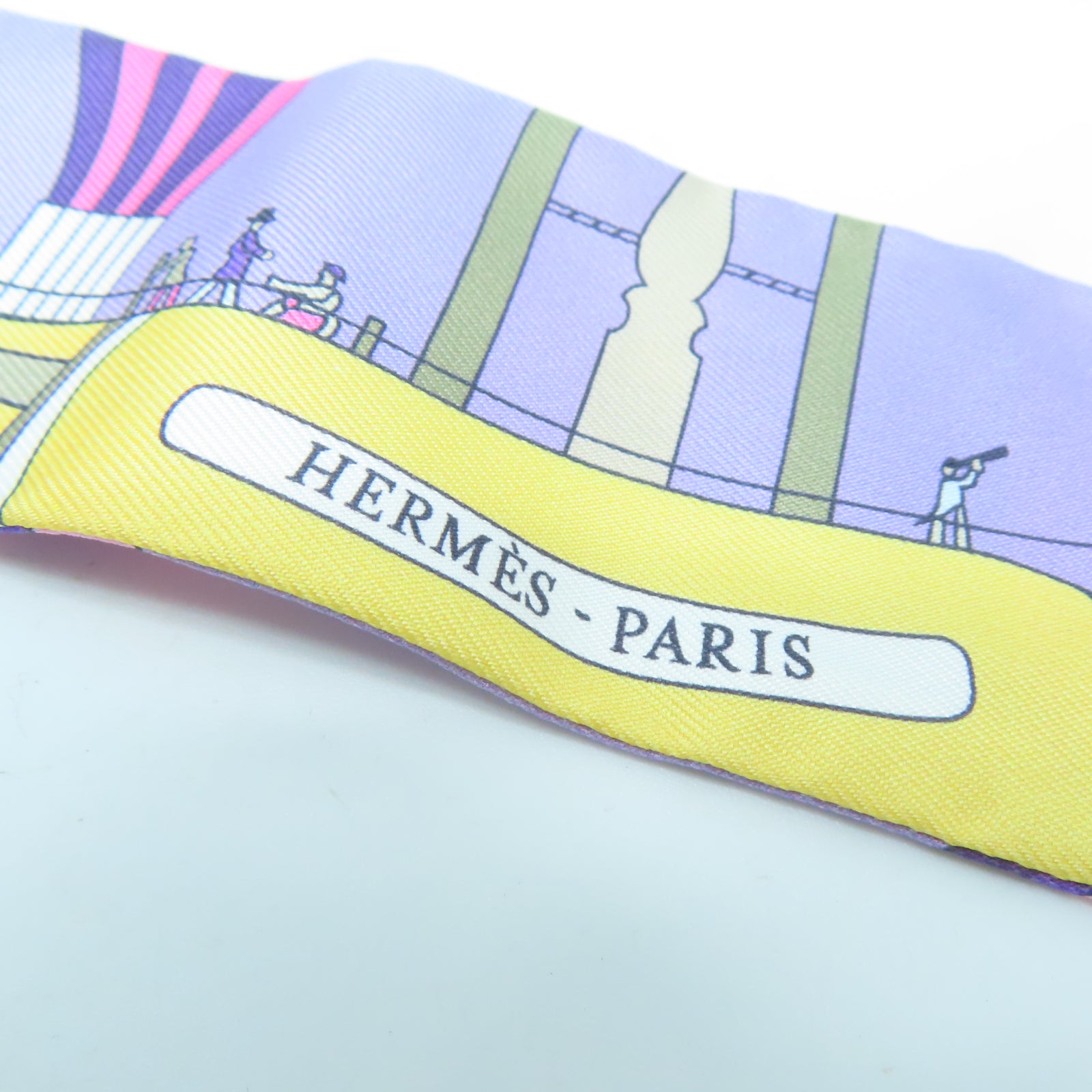 HERMES 【激減優惠】絲質Twilly絲巾紫色