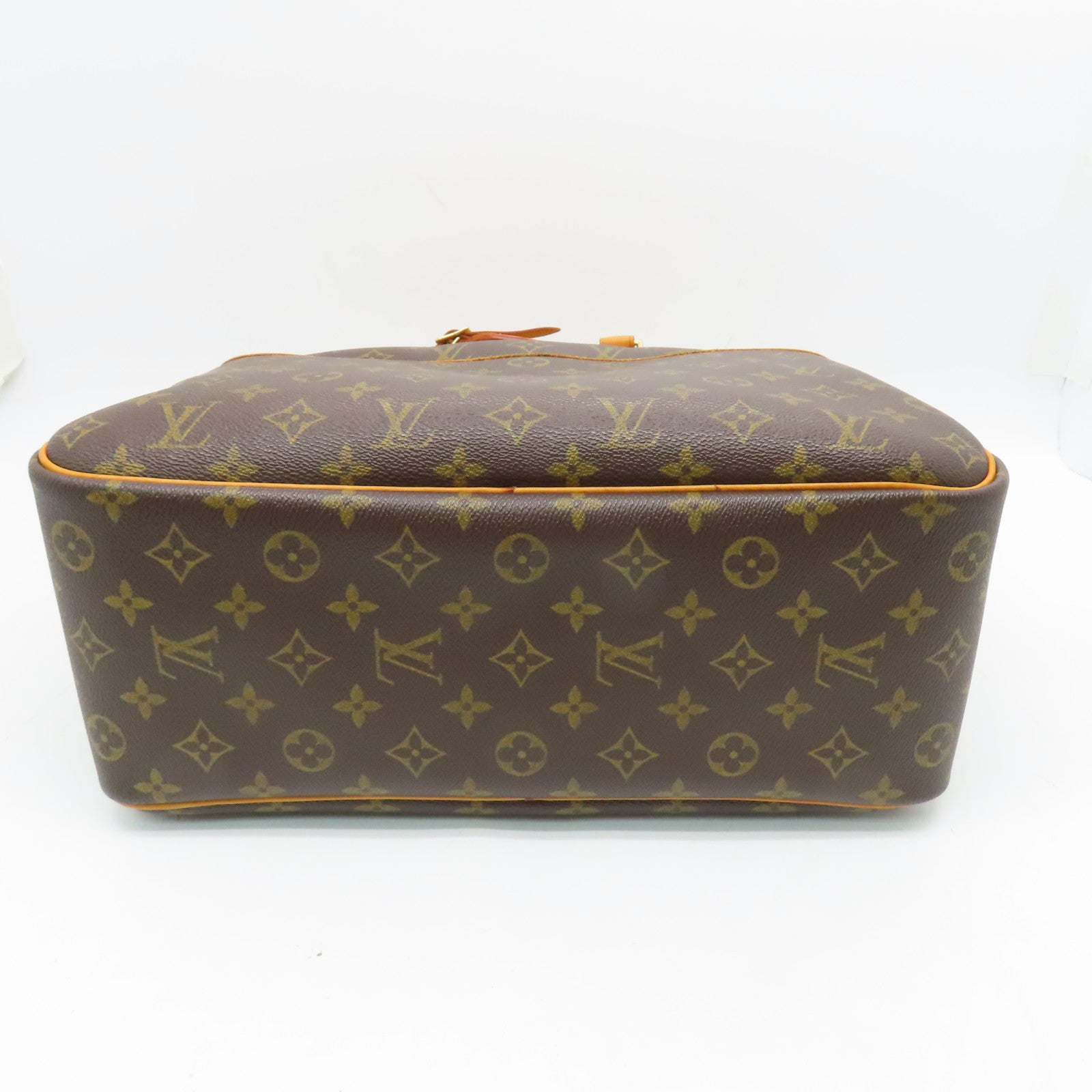 LOUIS VUITTON Monogram Deauville gold buckle handle bag brown