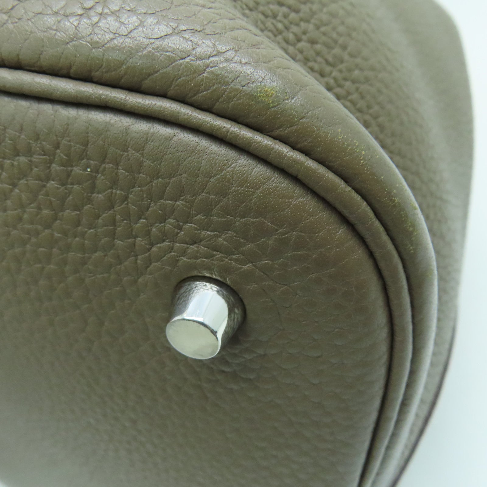 HERMES Clemence皮革Picotin GM手挽袋银扣灰色