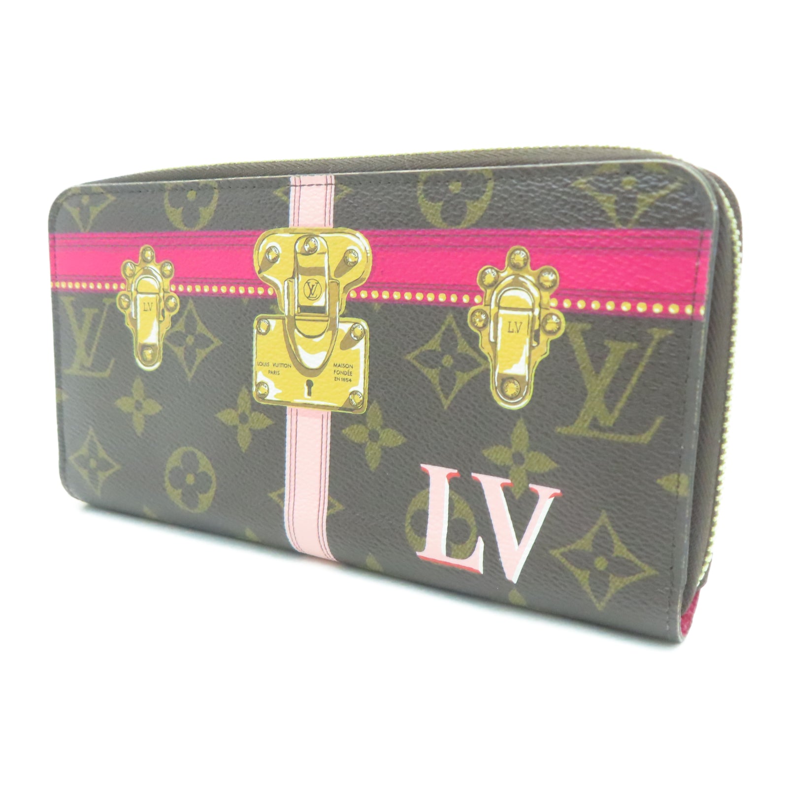LOUIS VUITTON Monogram Zipper Long Wallet金扣長錢包棕色