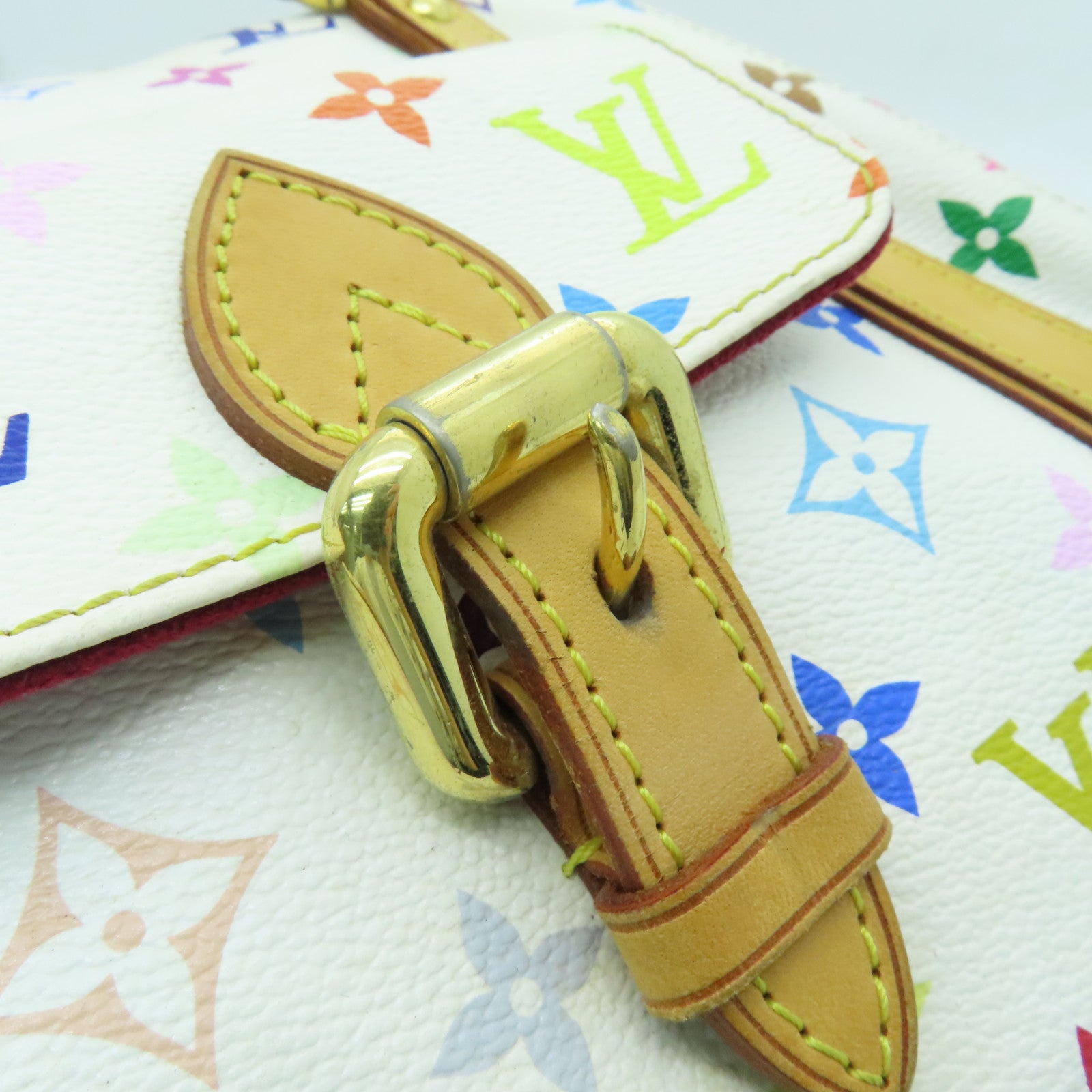 LOUIS VUITTON Monogram Multicolore Priscilla Gold Buckle Bag White/Color